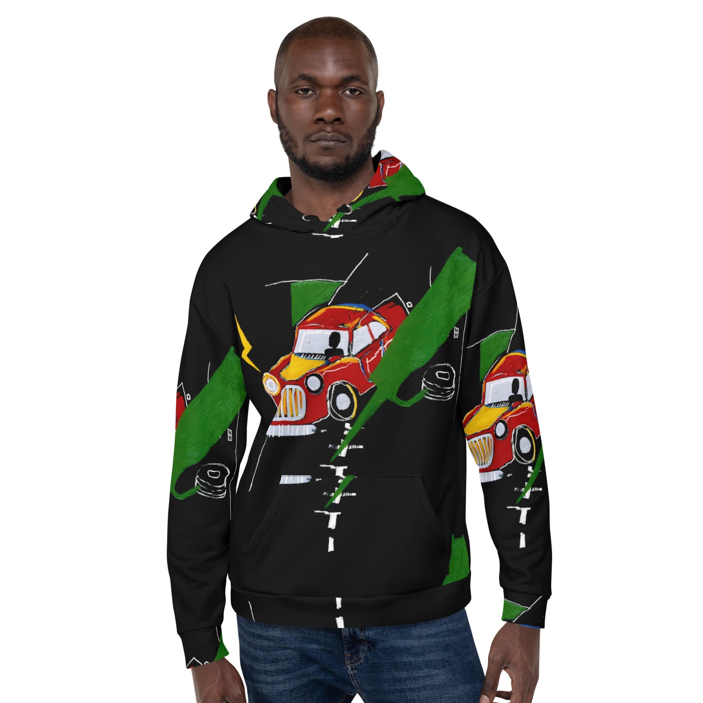Jean-Michel Basquiat "Untitled" Car Artwork All Over Printed Sweatshirt Hoodie Scattered Streetwear