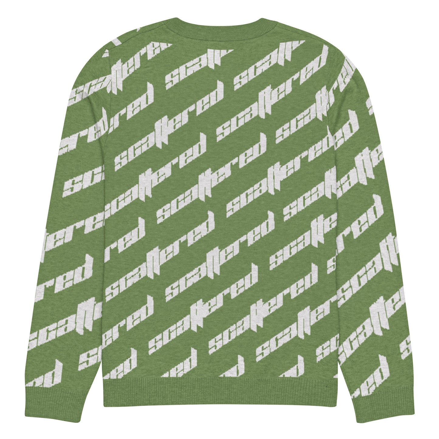 Grass Green Scattered Logo Knitted Crewneck Sweater