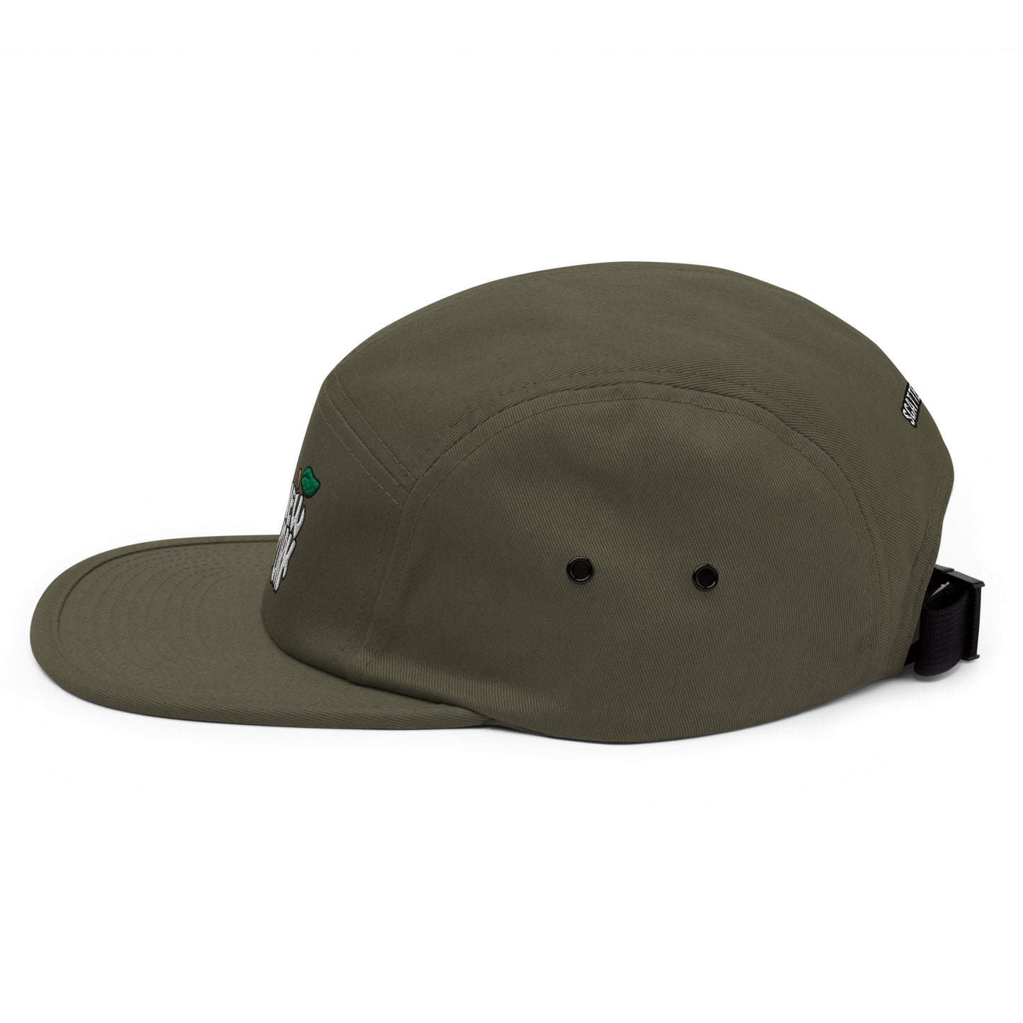 New York Apple Logo Embroidered Olive Five Panel Hat Scattered Streetwear
