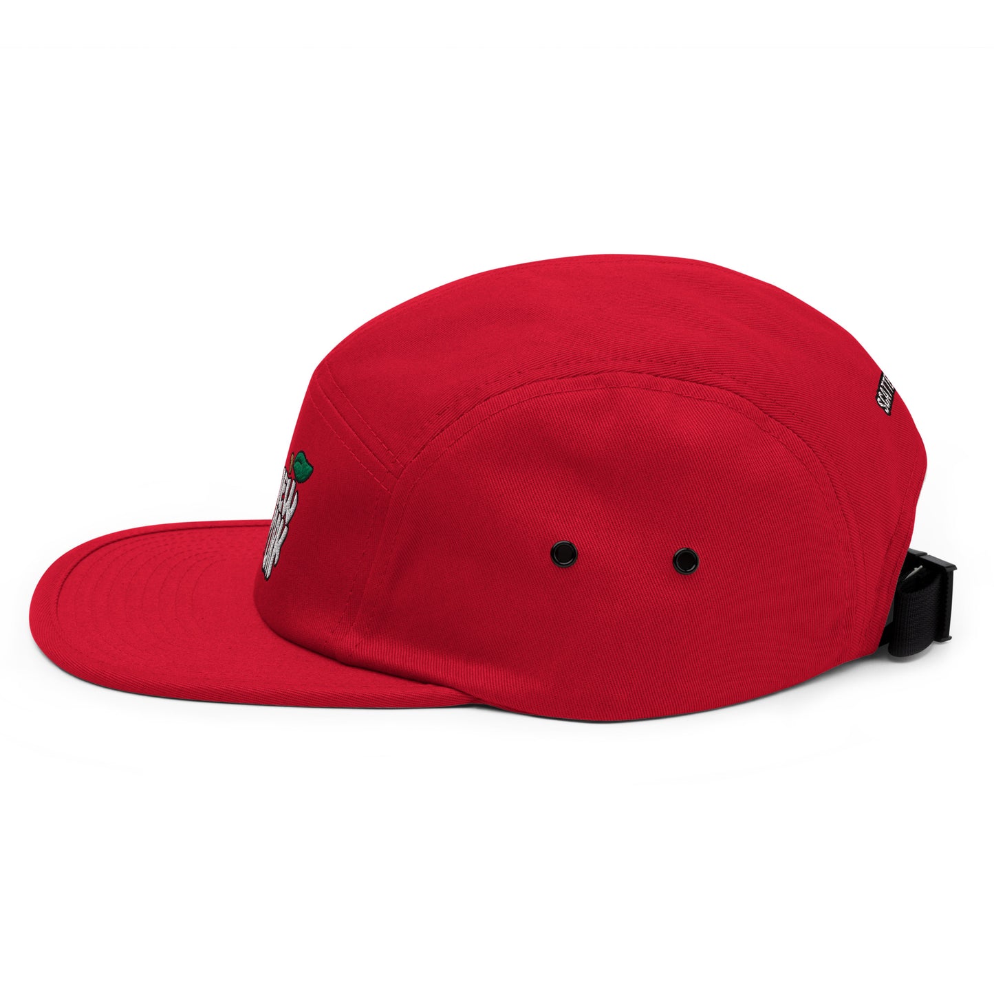 New York Apple Logo Embroidered Red Five Panel Hat Scattered Streetwear