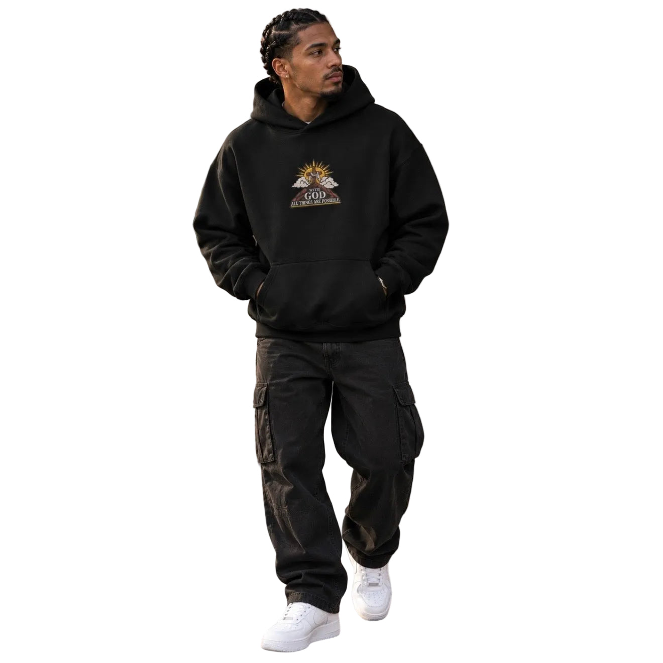 “With God All Things Are Possible” Scripture Embroidered Hoodie