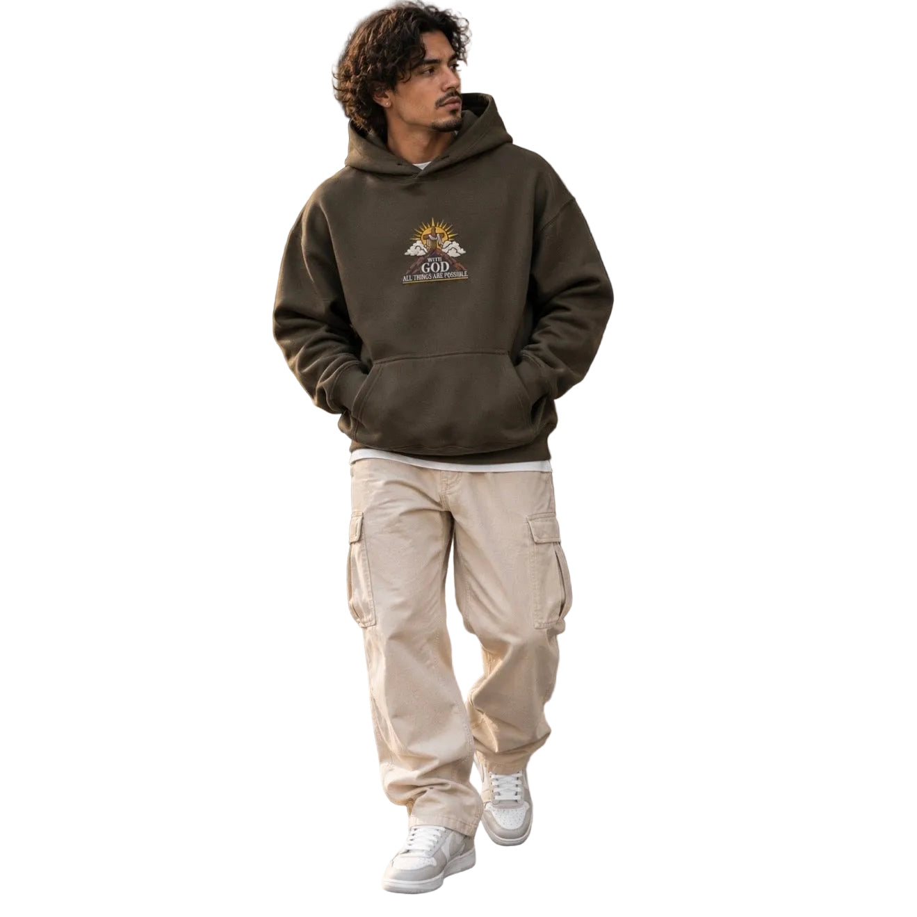 “With God All Things Are Possible” Scripture Embroidered Hoodie