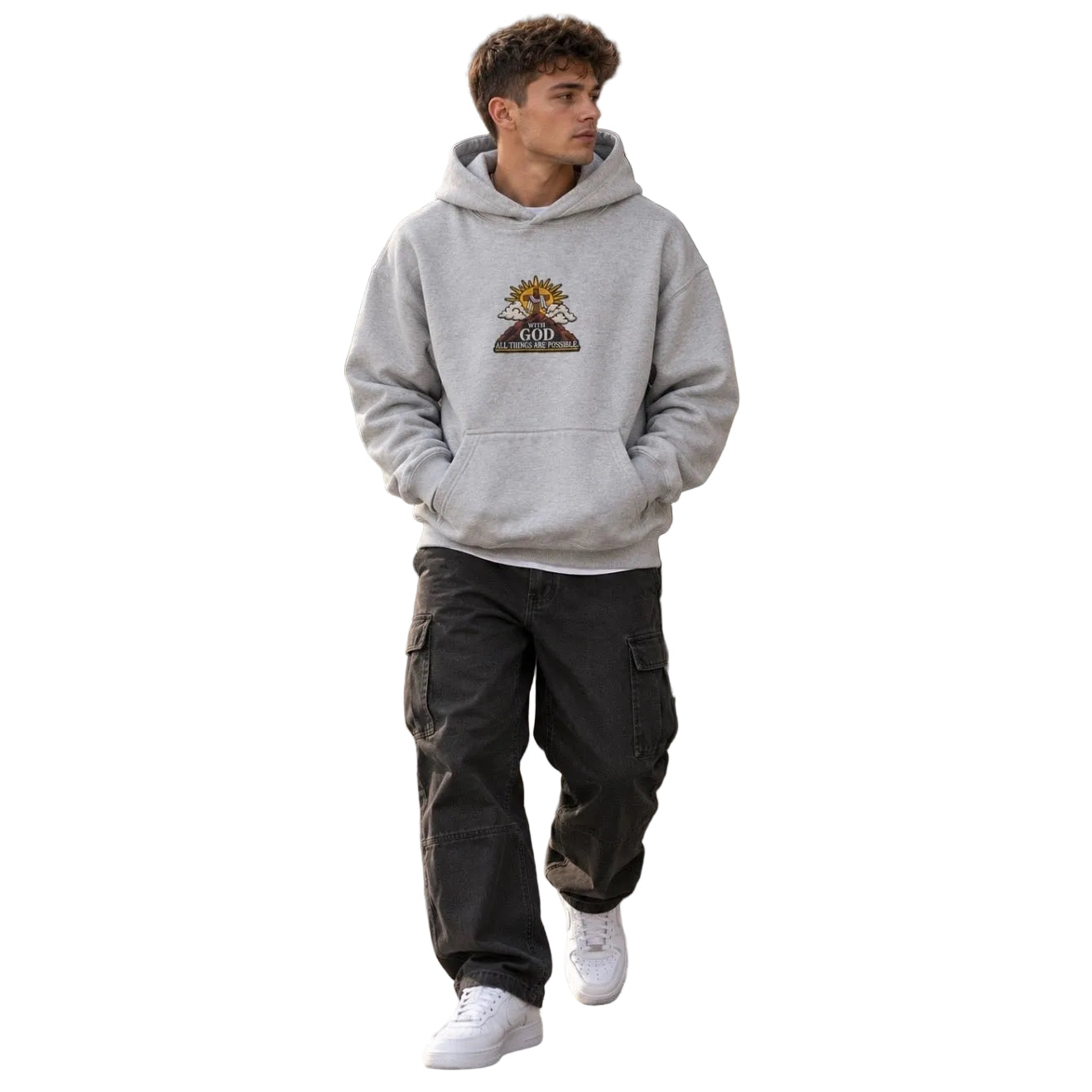 “With God All Things Are Possible” Scripture Embroidered Hoodie