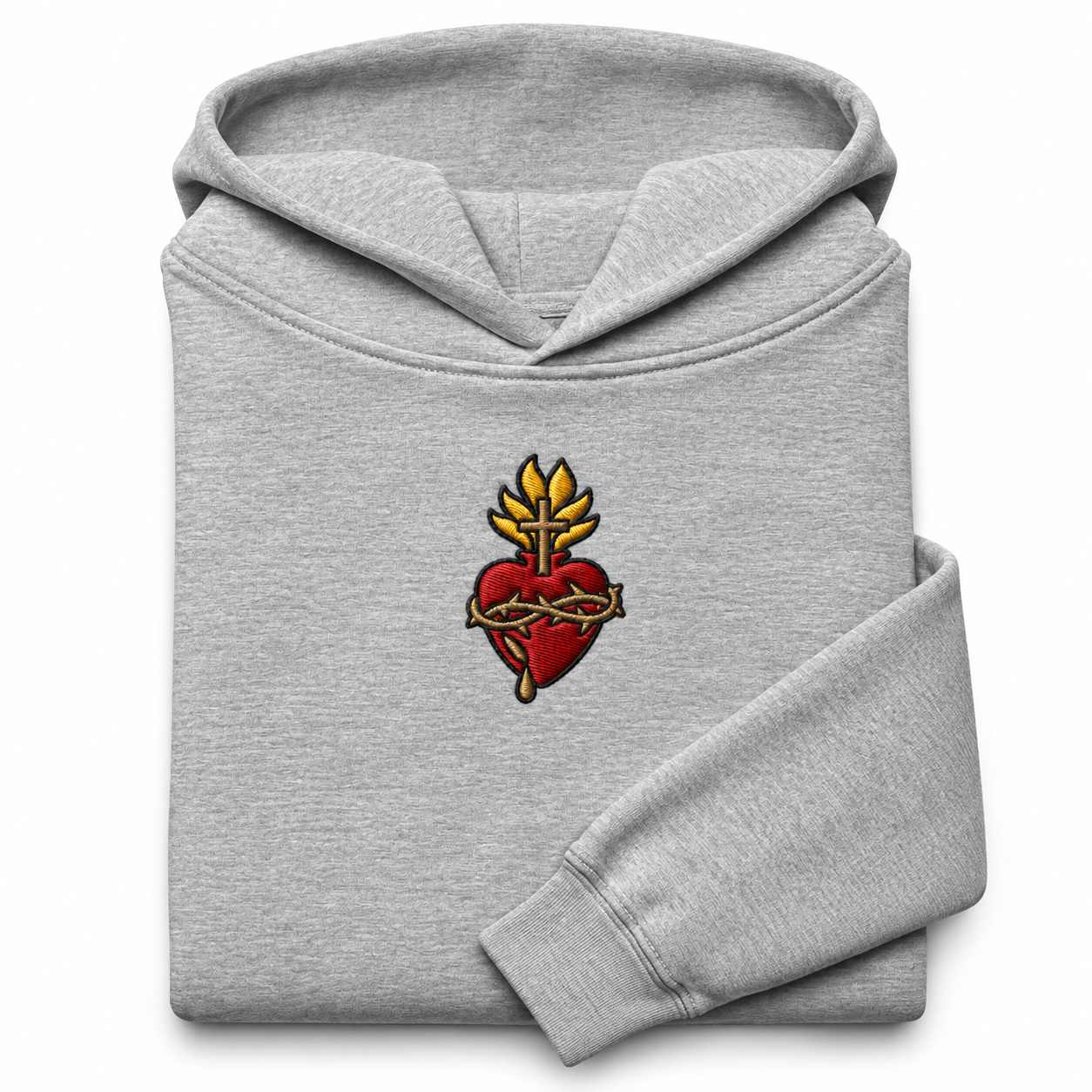 Scattered Sacred Heart of Jesus Embroidered Luxury Hoodie Sweatshirt