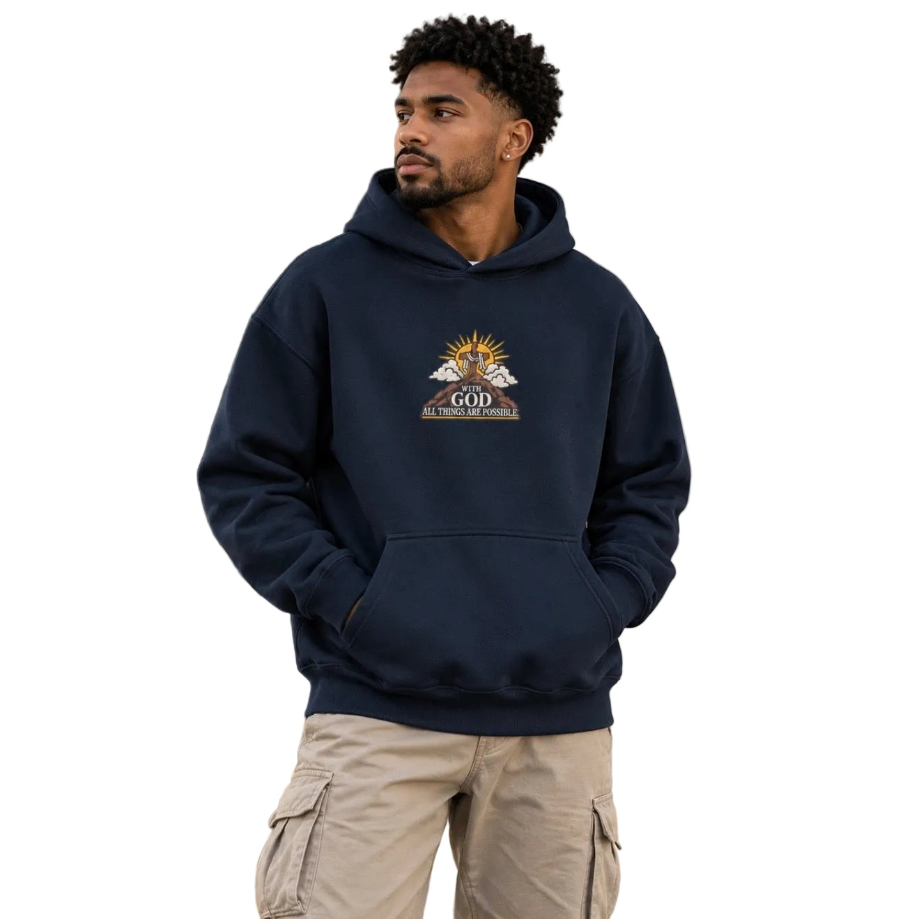 “With God All Things Are Possible” Scripture Embroidered Hoodie