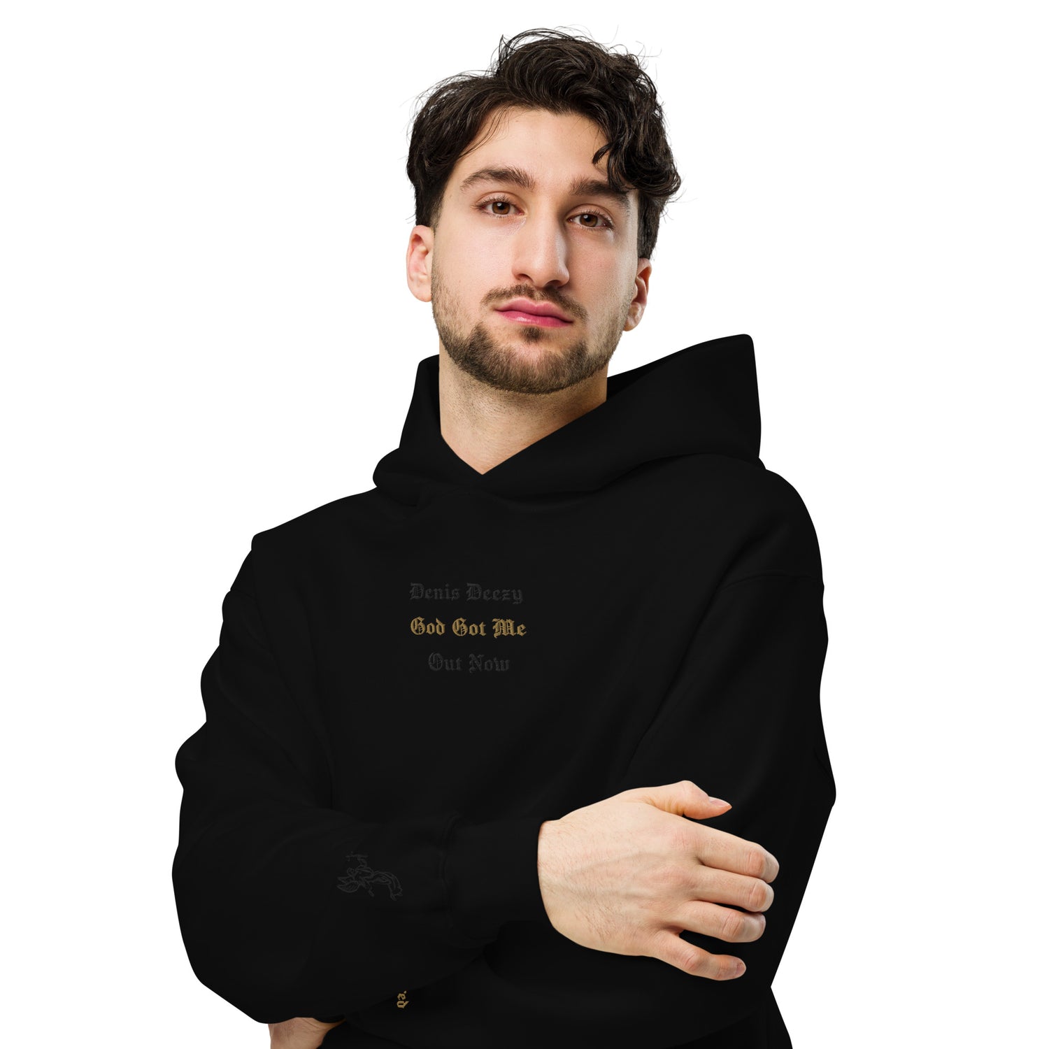 God Got Me - Single Embroidered and Printed Premium Hoodie Sweatshirt by Denis Deezy Scattered