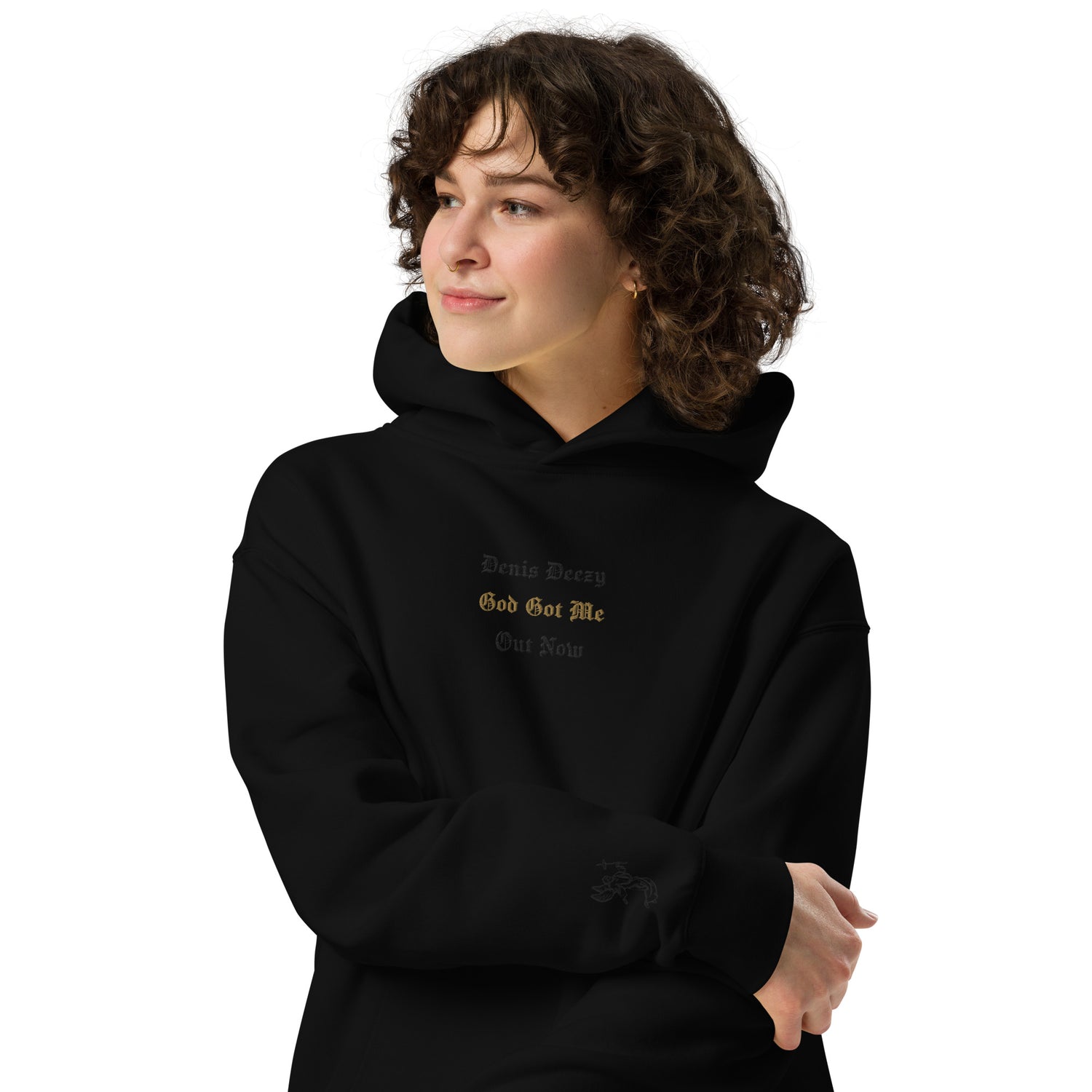 God Got Me - Single Embroidered and Printed Premium Hoodie Sweatshirt by Denis Deezy Scattered
