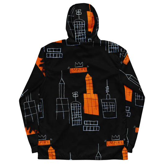 Jean-Michel Basquiat "Mecca" Artwork Printed Premium Black and Orange Windbreaker Jacket Scattered