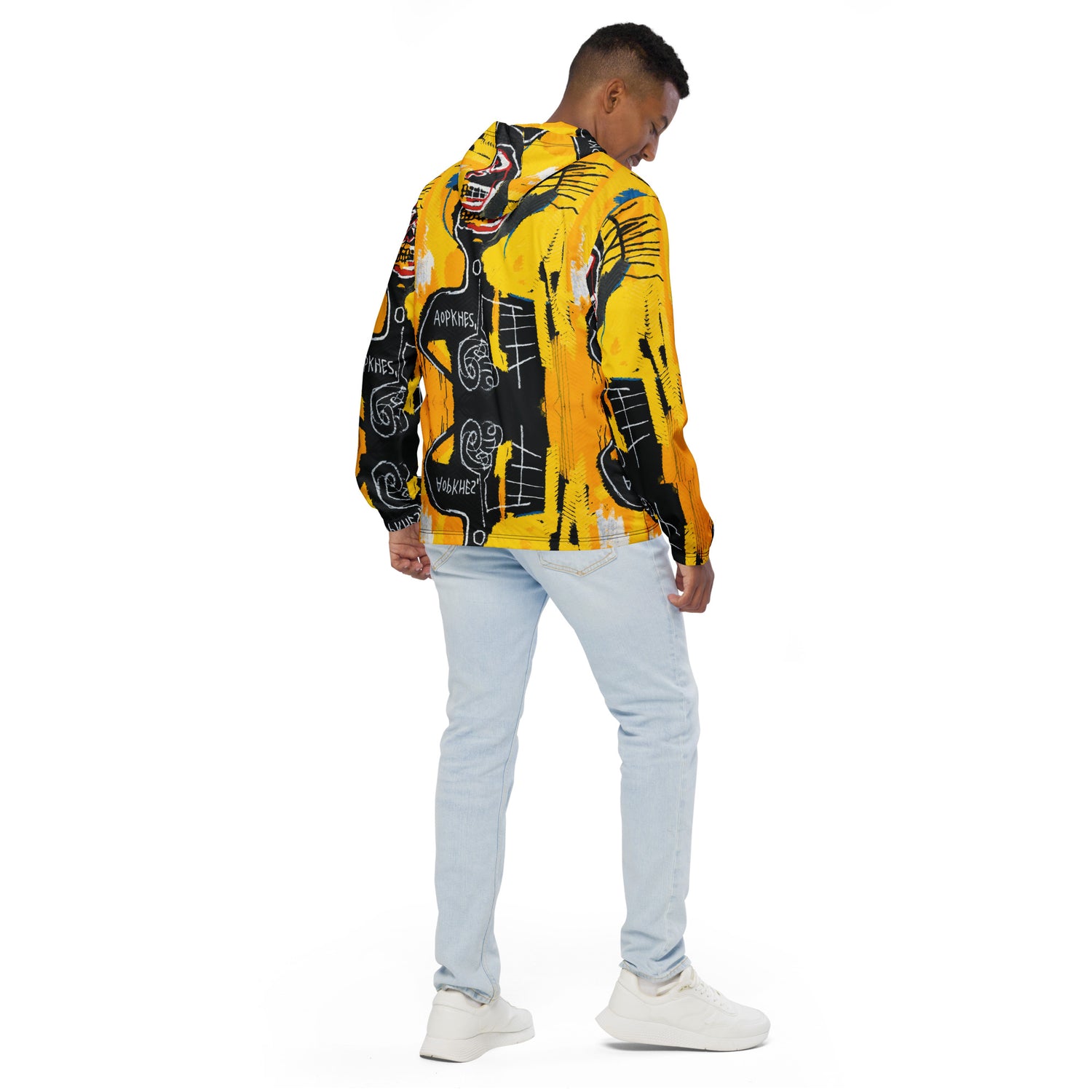 Jean-Michel Basquiat "Cabeza" Artwork Printed Premium Windbreaker Jacket Scattered