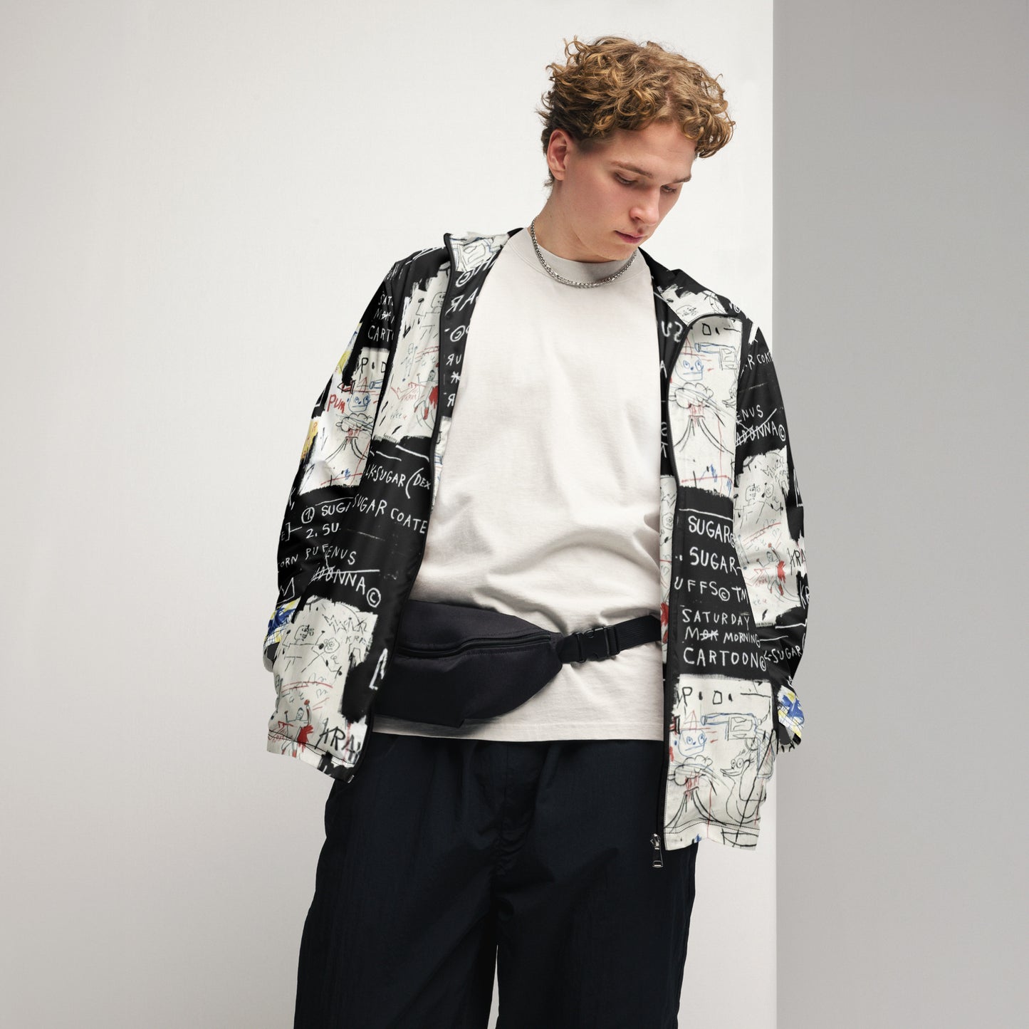 Jean-Michel Basquiat "A Panel of Experts" Artwork Printed Premium Windbreaker Jacket Scattered