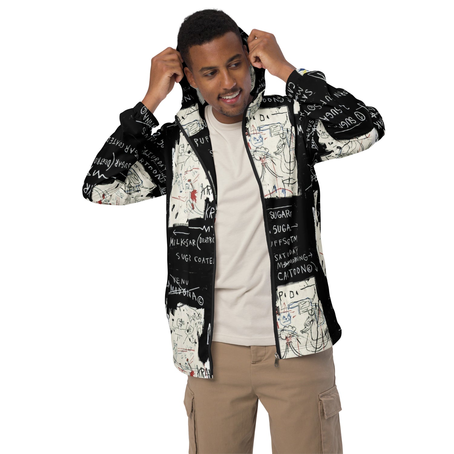 Jean-Michel Basquiat "A Panel of Experts" Artwork Printed Premium Windbreaker Jacket Scattered