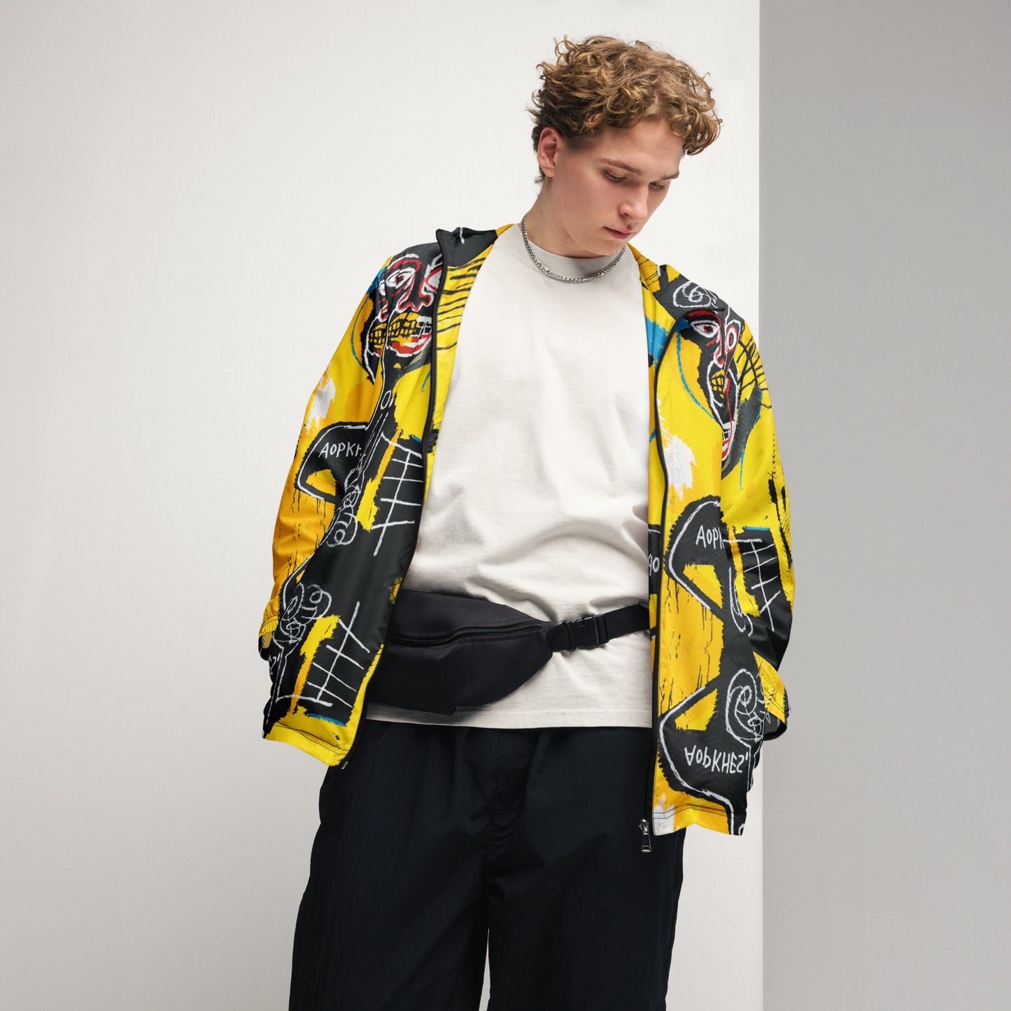 Jean-Michel Basquiat "Cabeza" Artwork Printed Premium Windbreaker Jacket Scattered