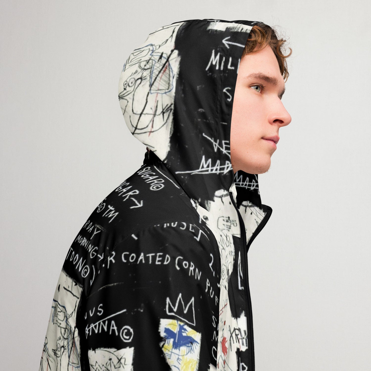Jean-Michel Basquiat "A Panel of Experts" Artwork Printed Premium Windbreaker Jacket Scattered