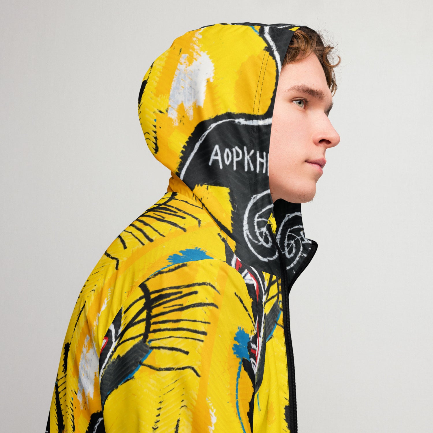 Jean-Michel Basquiat "Cabeza" Artwork Printed Premium Windbreaker Jacket Scattered