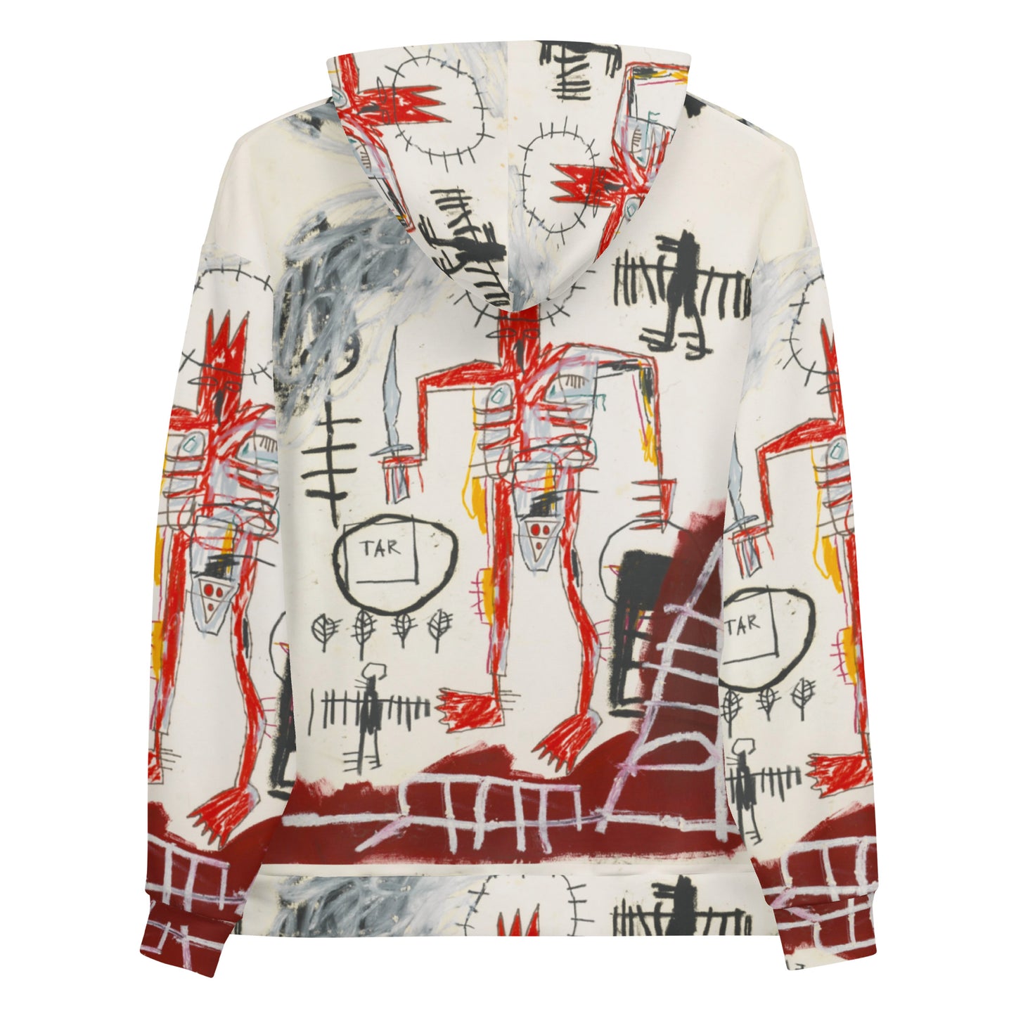 Jean-Michel Basquiat "Untitled" Artwork All Over Printed White and Red Sweatshirt Hoodie Scattered Streetwear