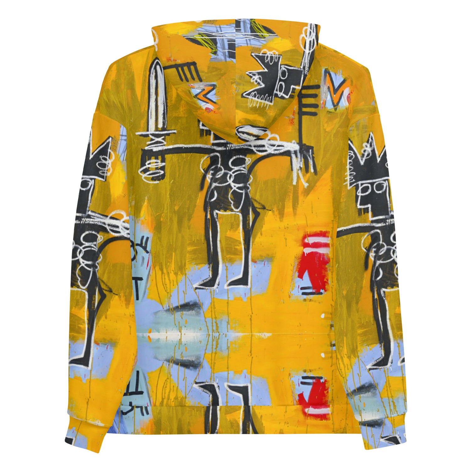 Jean-Michel Basquiat "Julius Caesar on Gold" Artwork All Over Printed Yellow Sweatshirt Hoodie Scattered Streetwear