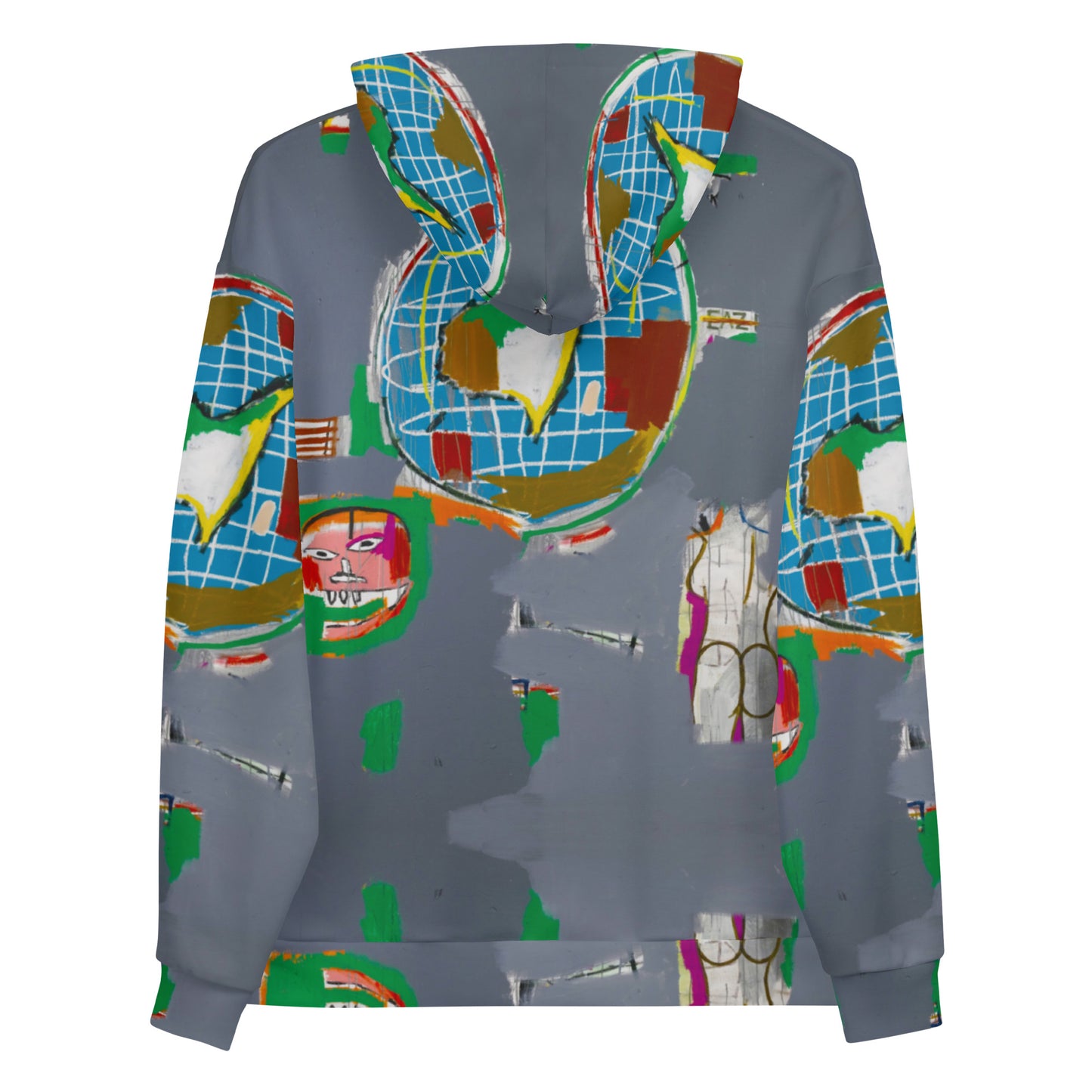 Jean-Michel Basquiat "At Large" Globe Artwork All Over Printed Grey Sweatshirt Hoodie Scattered Streetwear