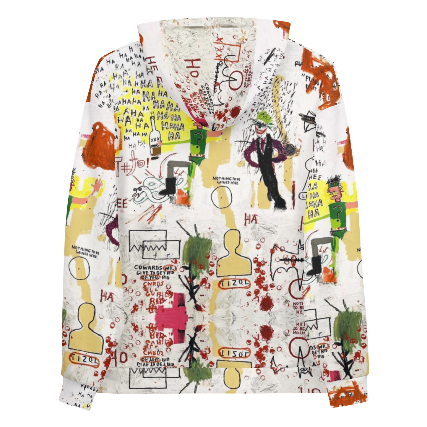 Jean-Michel Basquiat "Riddle Me This Batman" Artwork All Over Printed White Sweatshirt Hoodie Scattered Streetwear