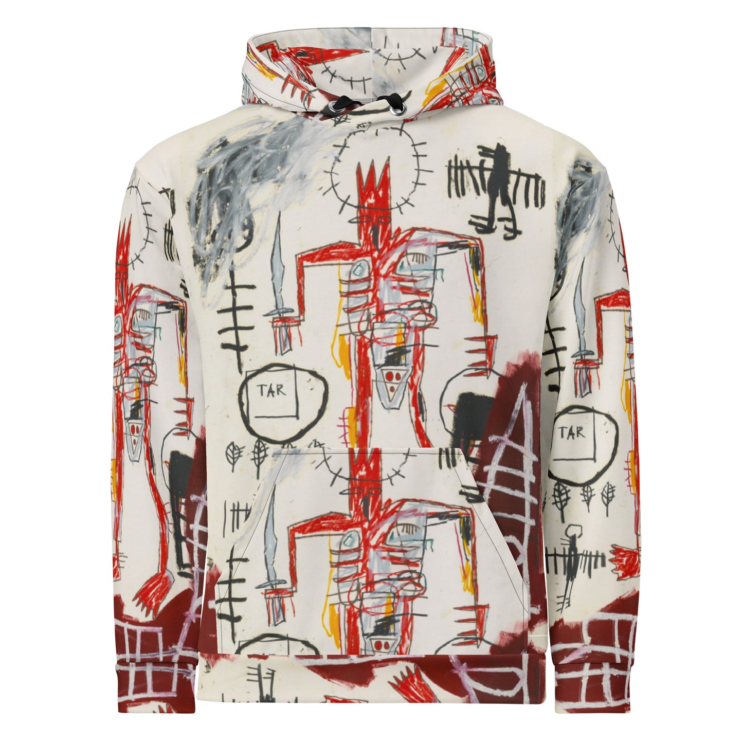 Jean-Michel Basquiat "Untitled" Artwork All Over Printed White and Red Sweatshirt Hoodie Scattered Streetwear
