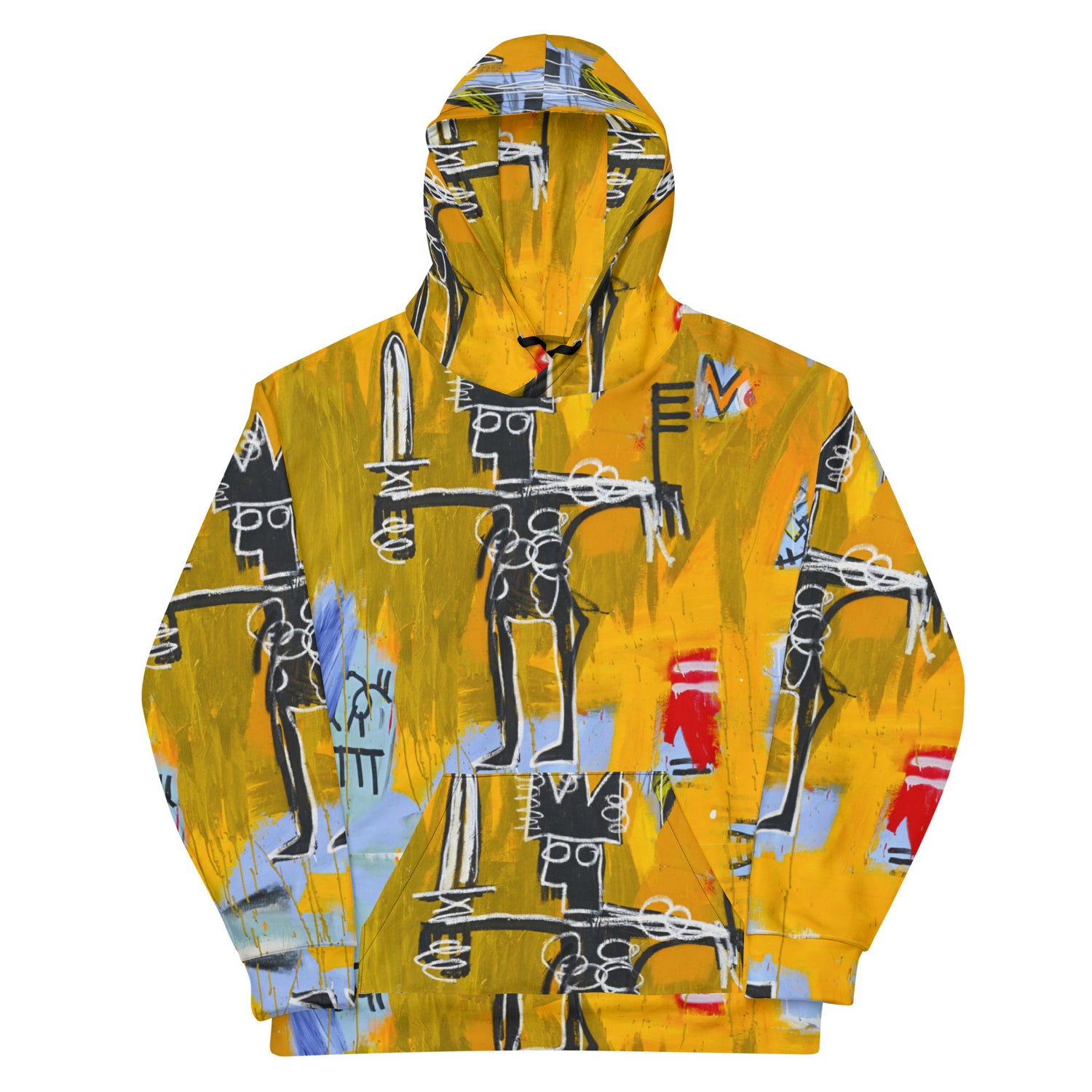 Jean-Michel Basquiat "Julius Caesar on Gold" Artwork All Over Printed Yellow Sweatshirt Hoodie Scattered Streetwear