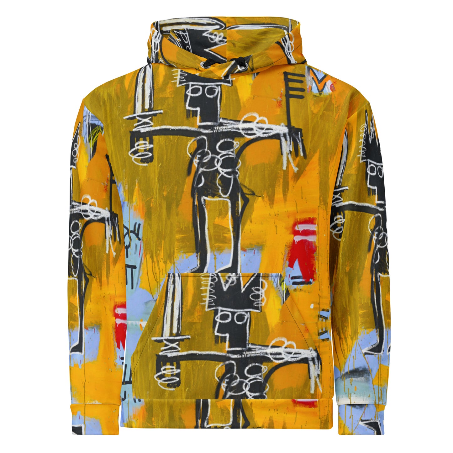 Jean-Michel Basquiat "Julius Caesar on Gold" Artwork All Over Printed Yellow Sweatshirt Hoodie Scattered Streetwear