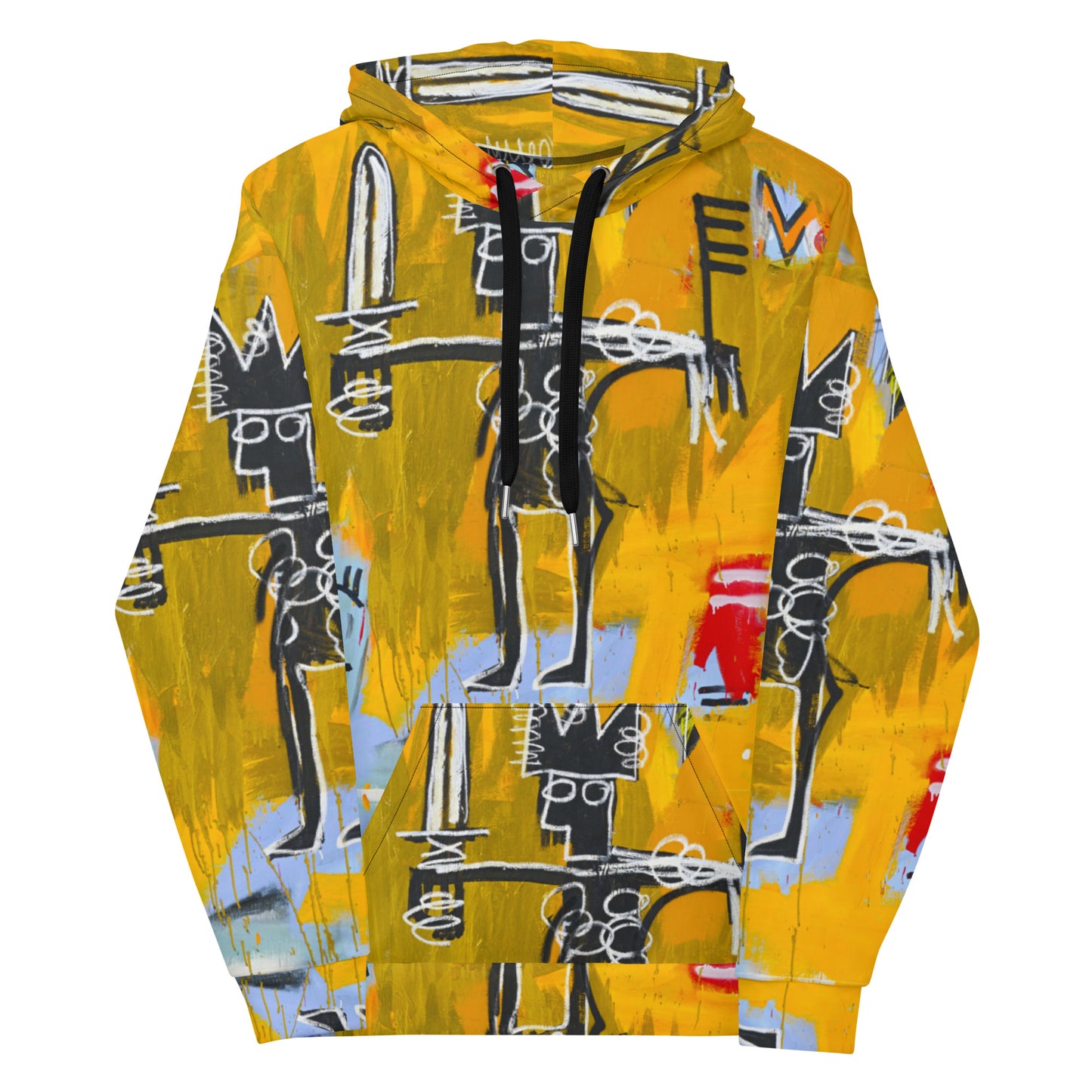 Jean-Michel Basquiat "Julius Caesar on Gold" Artwork All Over Printed Yellow Sweatshirt Hoodie Scattered Streetwear