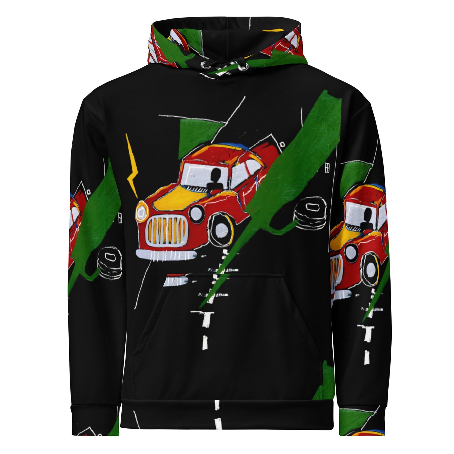 Jean-Michel Basquiat "Untitled" Car Artwork All Over Printed Sweatshirt Hoodie Scattered Streetwear