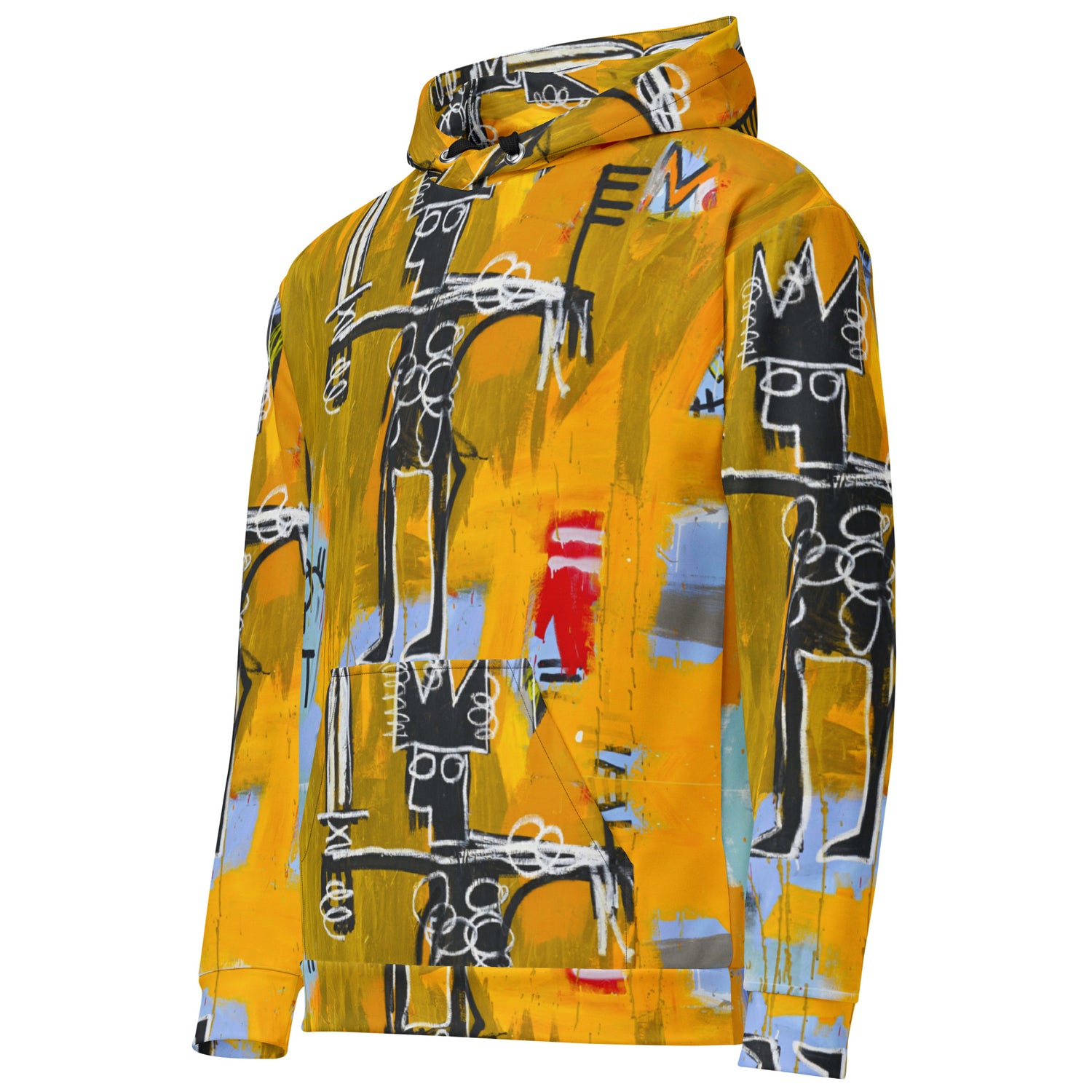 Jean-Michel Basquiat "Julius Caesar on Gold" Artwork All Over Printed Yellow Sweatshirt Hoodie Scattered Streetwear