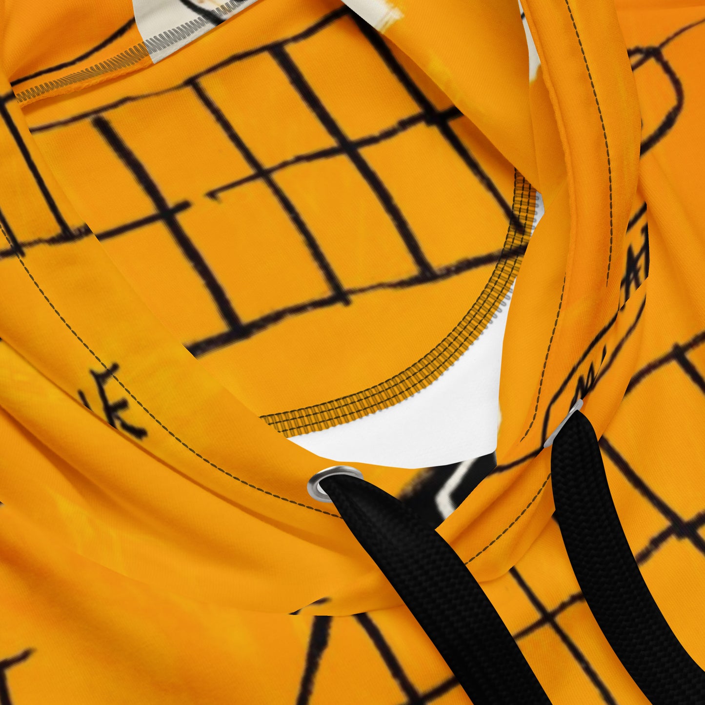 Jean-Michel Basquiat "Rome Pays Off" Artwork Printed Sweatshirt Orange Hoodie Scattered Streetwear