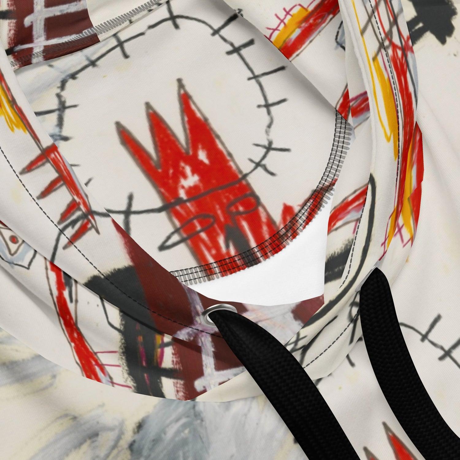 Jean-Michel Basquiat "Untitled" Artwork All Over Printed White and Red Sweatshirt Hoodie Scattered Streetwear