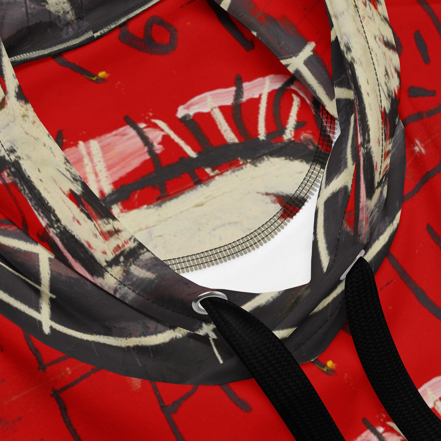 Jean-Michel Basquiat "Cabra" Artwork All Over Printed Red and Black Sweatshirt Hoodie Scattered Streetwear