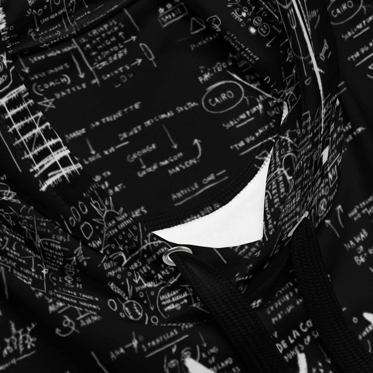 Jean-Michel Basquiat "Untitled" Artwork All Over Printed Black and White Sweatshirt Hoodie Scattered Streetwear