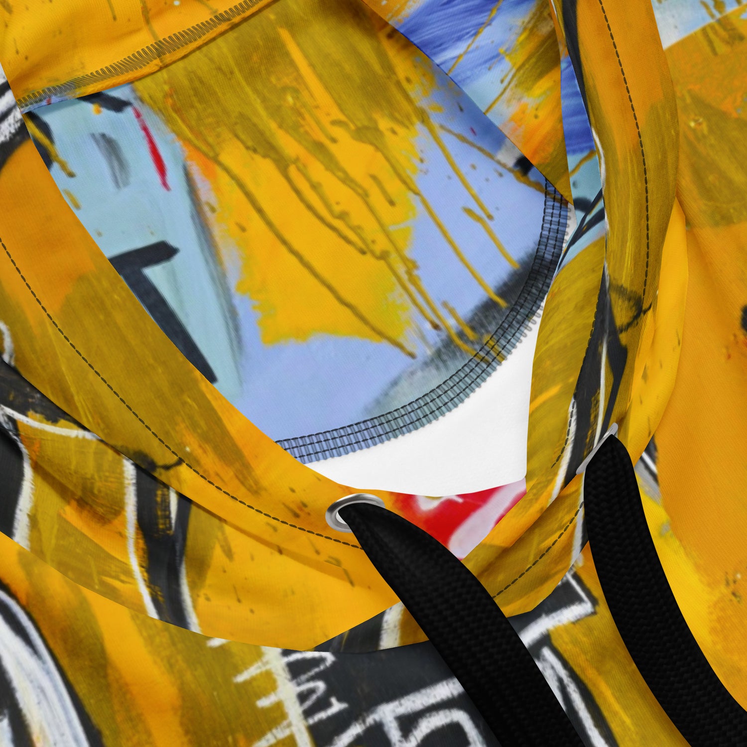 Jean-Michel Basquiat "Julius Caesar on Gold" Artwork All Over Printed Yellow Sweatshirt Hoodie Scattered Streetwear