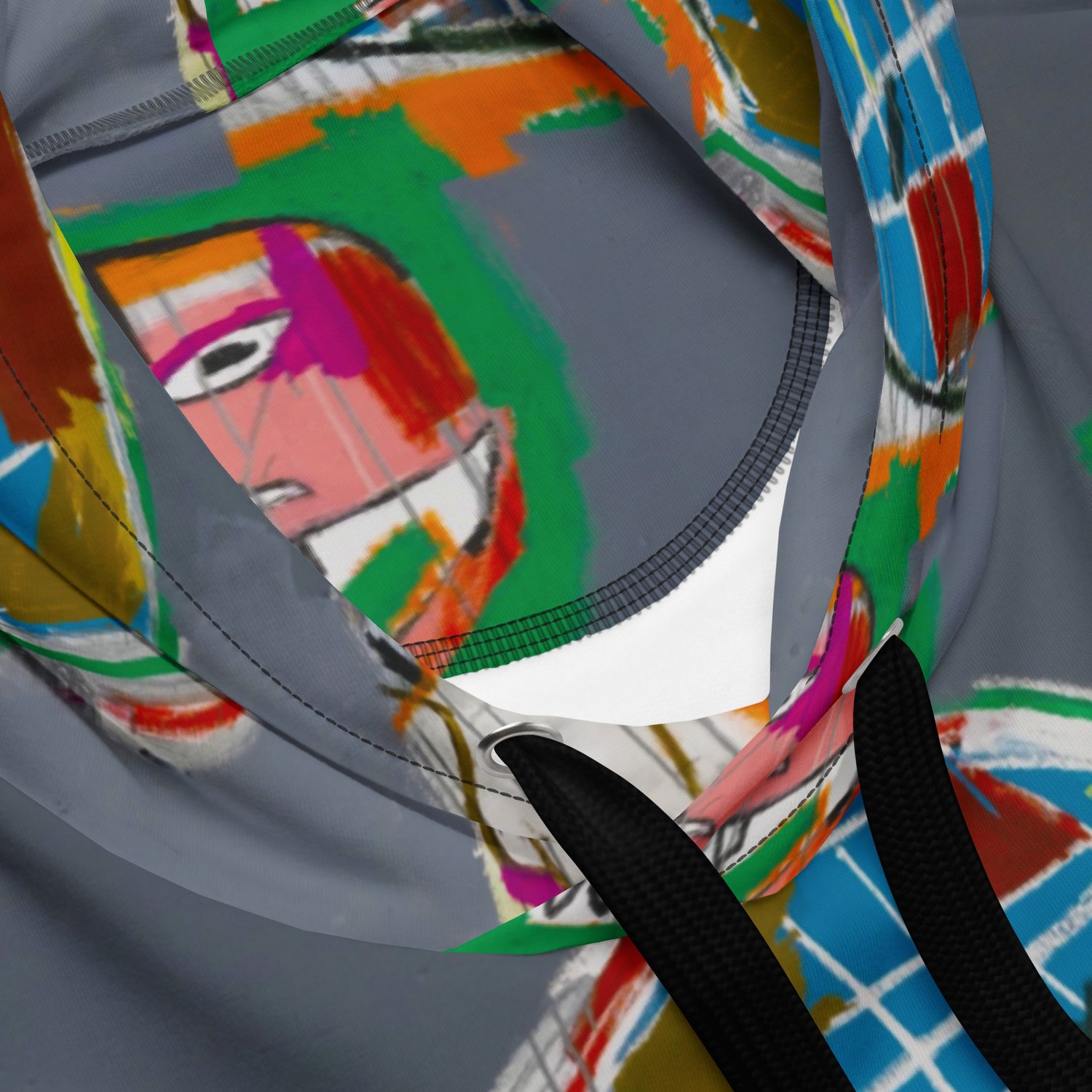 Jean-Michel Basquiat "At Large" Globe Artwork All Over Printed Grey Sweatshirt Hoodie Scattered Streetwear