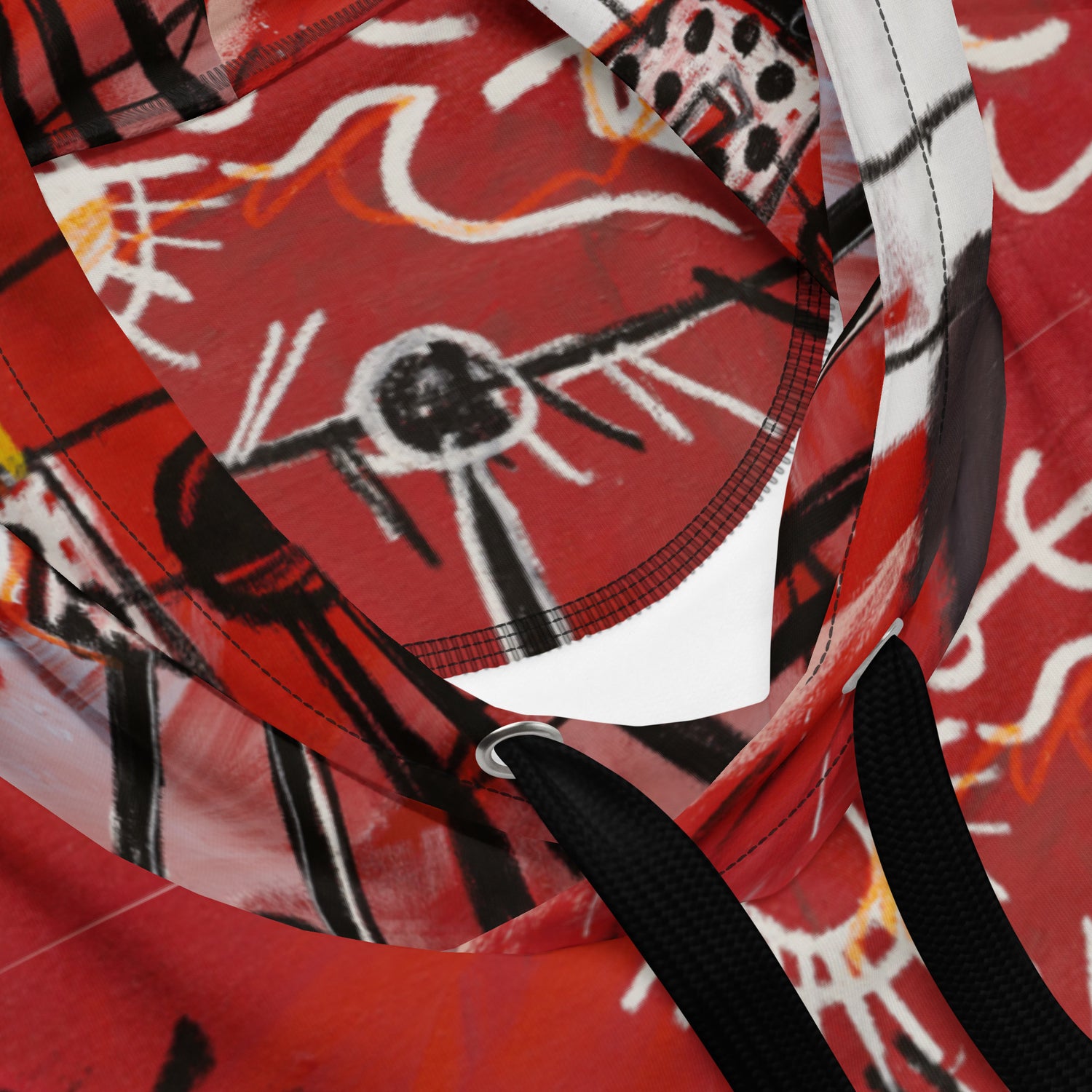 Jean-Michel Basquiat "The Ring" Artwork All Over Printed Red and Black Sweatshirt Hoodie Scattered Streetwear