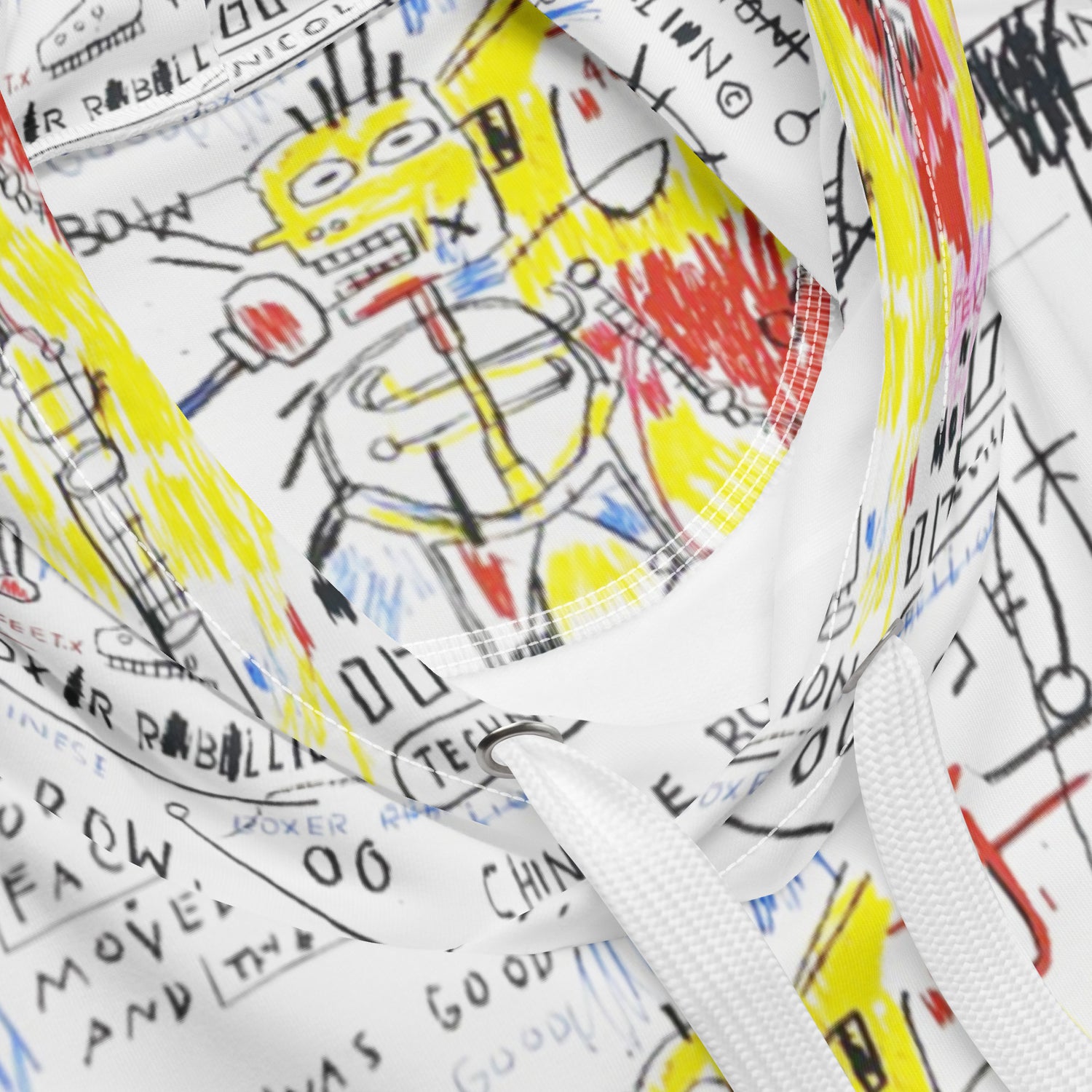 Jean-Michel Basquiat "Boxer Rebellion" Artwork All Over Printed White Sweatshirt Hoodie Scattered Streetwear