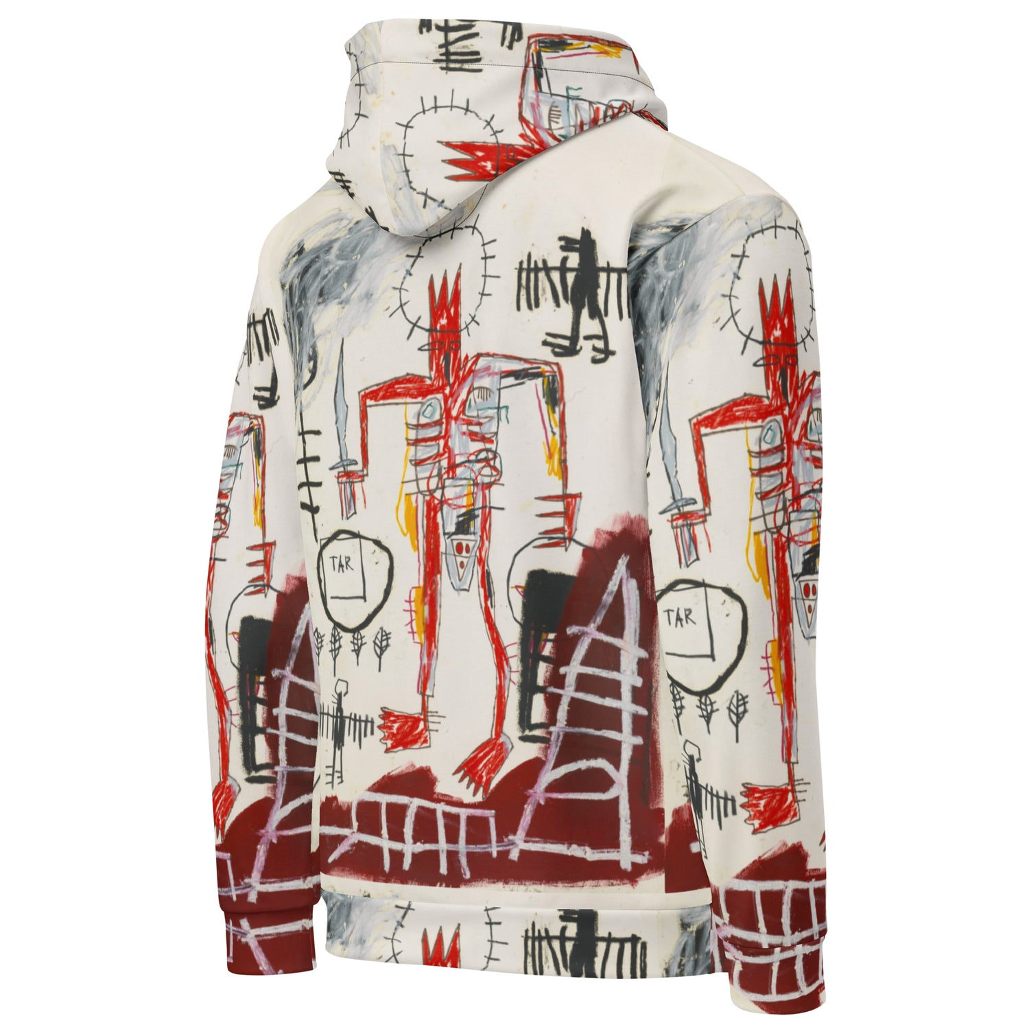 Jean-Michel Basquiat "Untitled" Artwork All Over Printed White and Red Sweatshirt Hoodie Scattered Streetwear