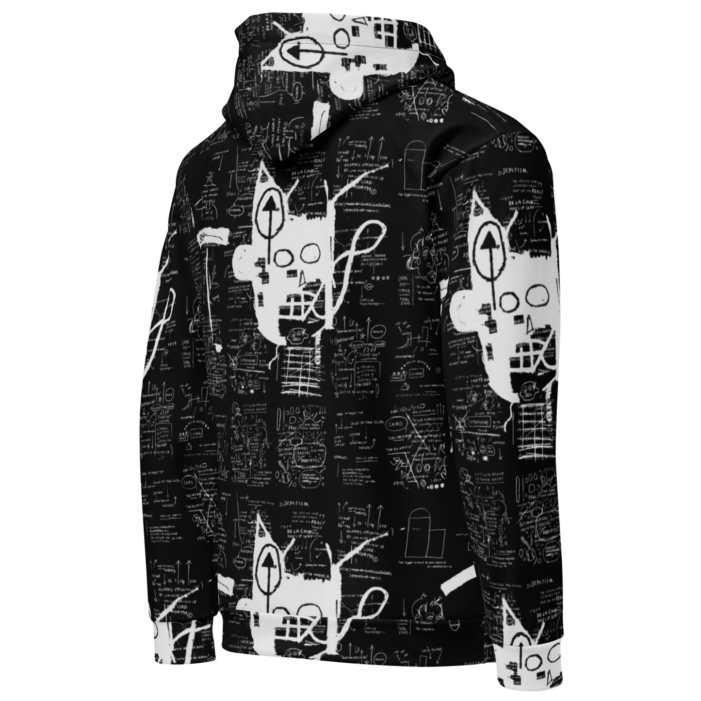 Jean-Michel Basquiat "Untitled" Artwork All Over Printed Black and White Sweatshirt Hoodie Scattered Streetwear