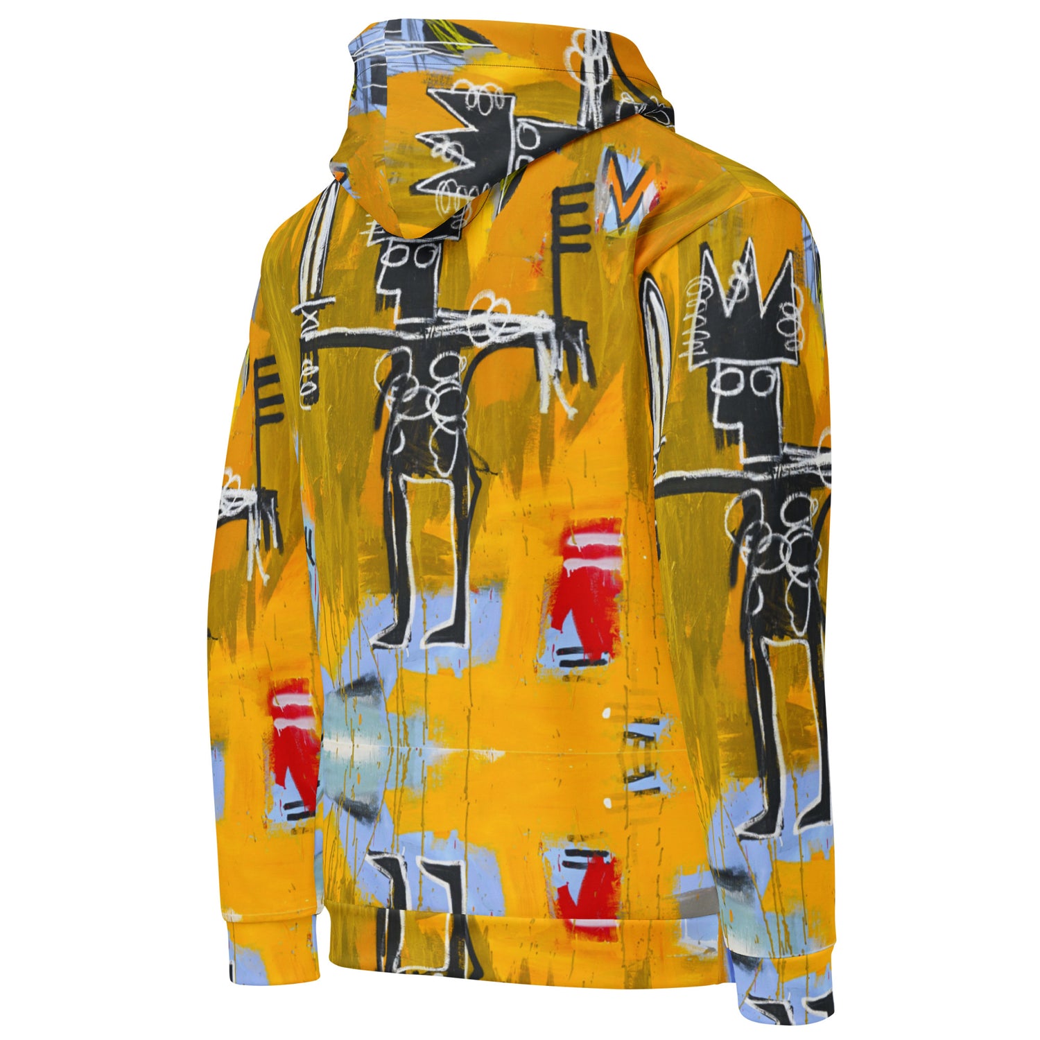 Jean-Michel Basquiat "Julius Caesar on Gold" Artwork All Over Printed Yellow Sweatshirt Hoodie Scattered Streetwear