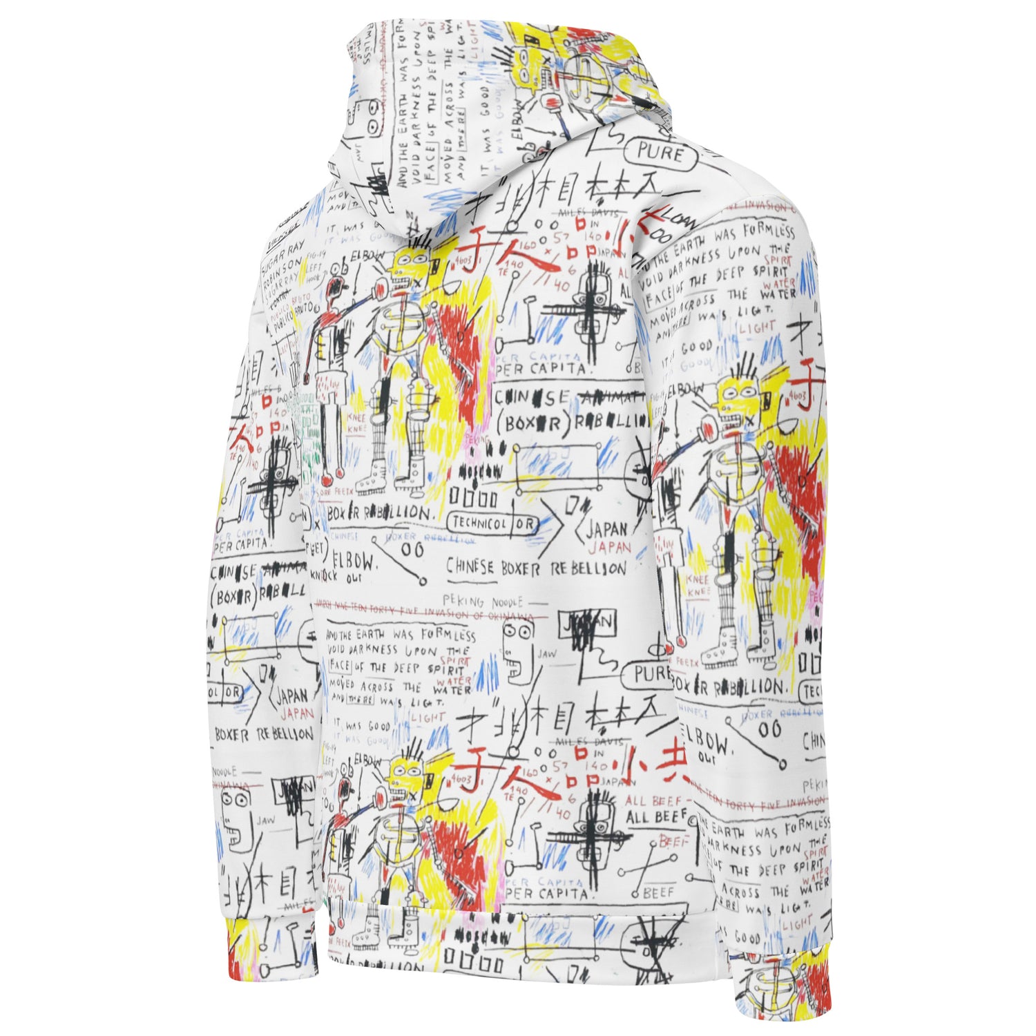 Jean-Michel Basquiat "Boxer Rebellion" Artwork All Over Printed White Sweatshirt Hoodie Scattered Streetwear