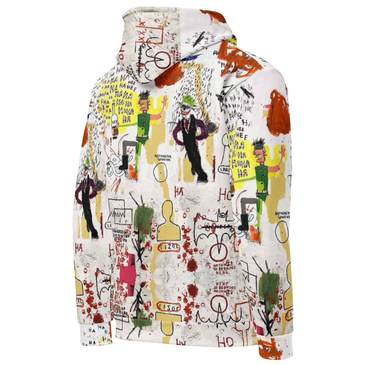Jean-Michel Basquiat "Riddle Me This Batman" Artwork All Over Printed White Sweatshirt Hoodie Scattered Streetwear