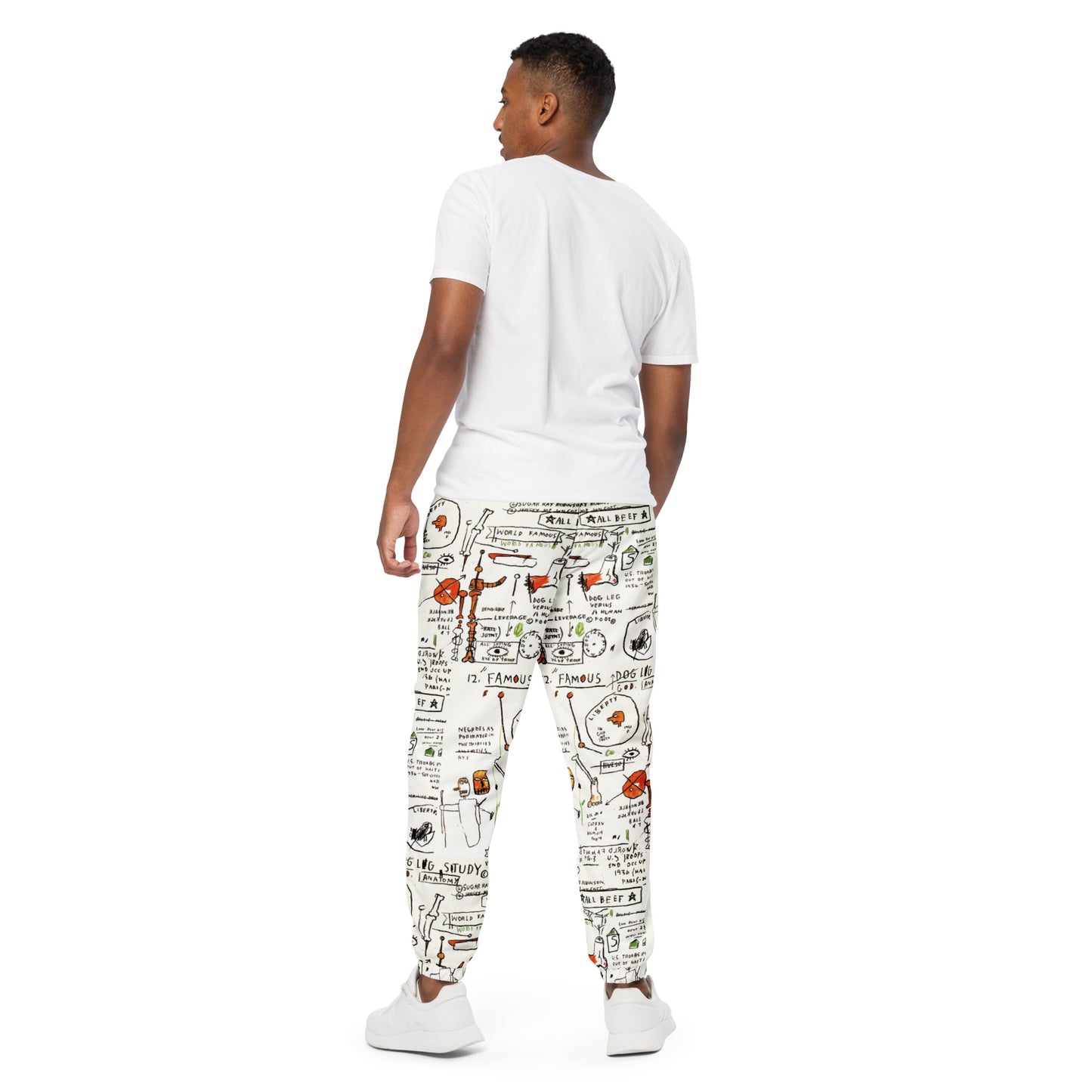 Jean-Michel Basquiat "Dog Leg Study" Artwork Printed Premium Track Pants Scattered