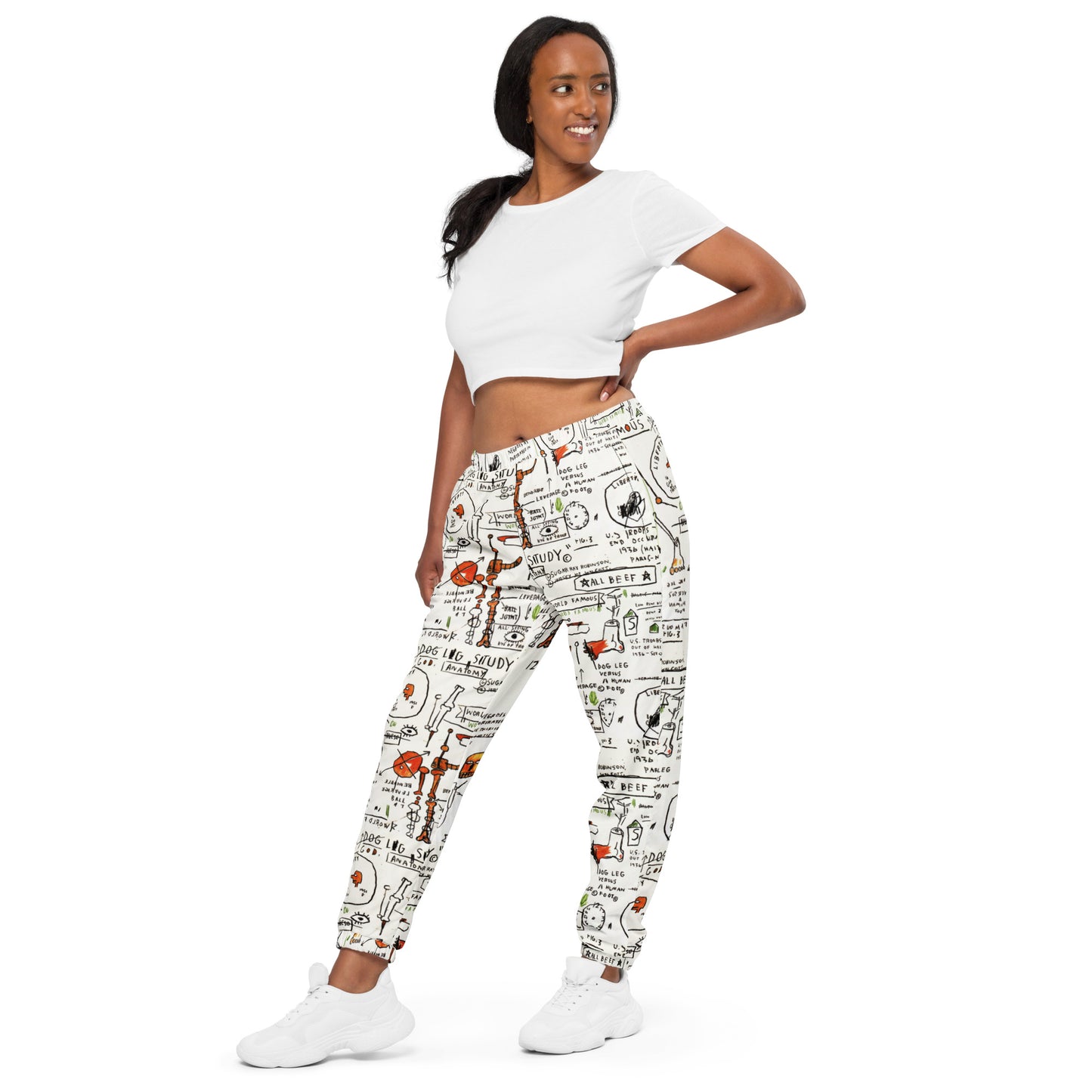 Jean-Michel Basquiat "Dog Leg Study" Artwork Printed Premium Track Pants Scattered