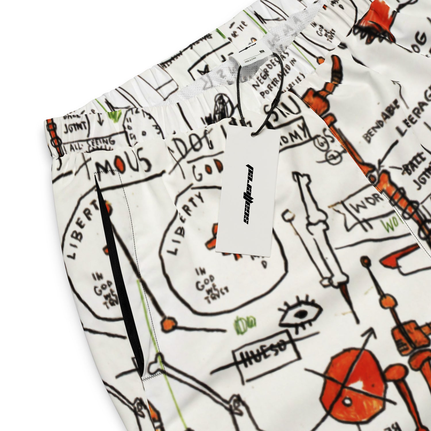 Jean-Michel Basquiat "Dog Leg Study" Artwork Printed Premium Track Pants Scattered