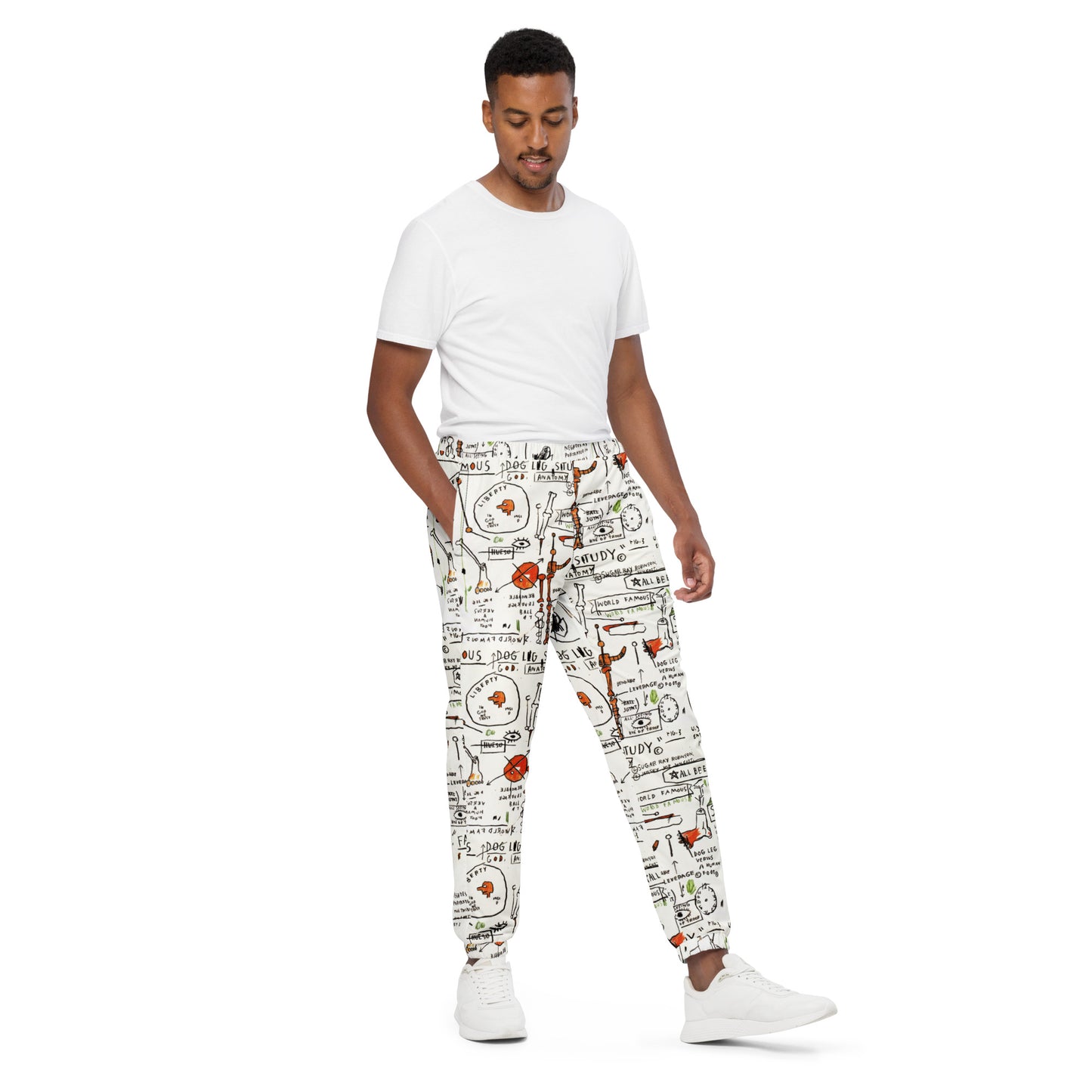 Jean-Michel Basquiat "Dog Leg Study" Artwork Printed Premium Track Pants Scattered