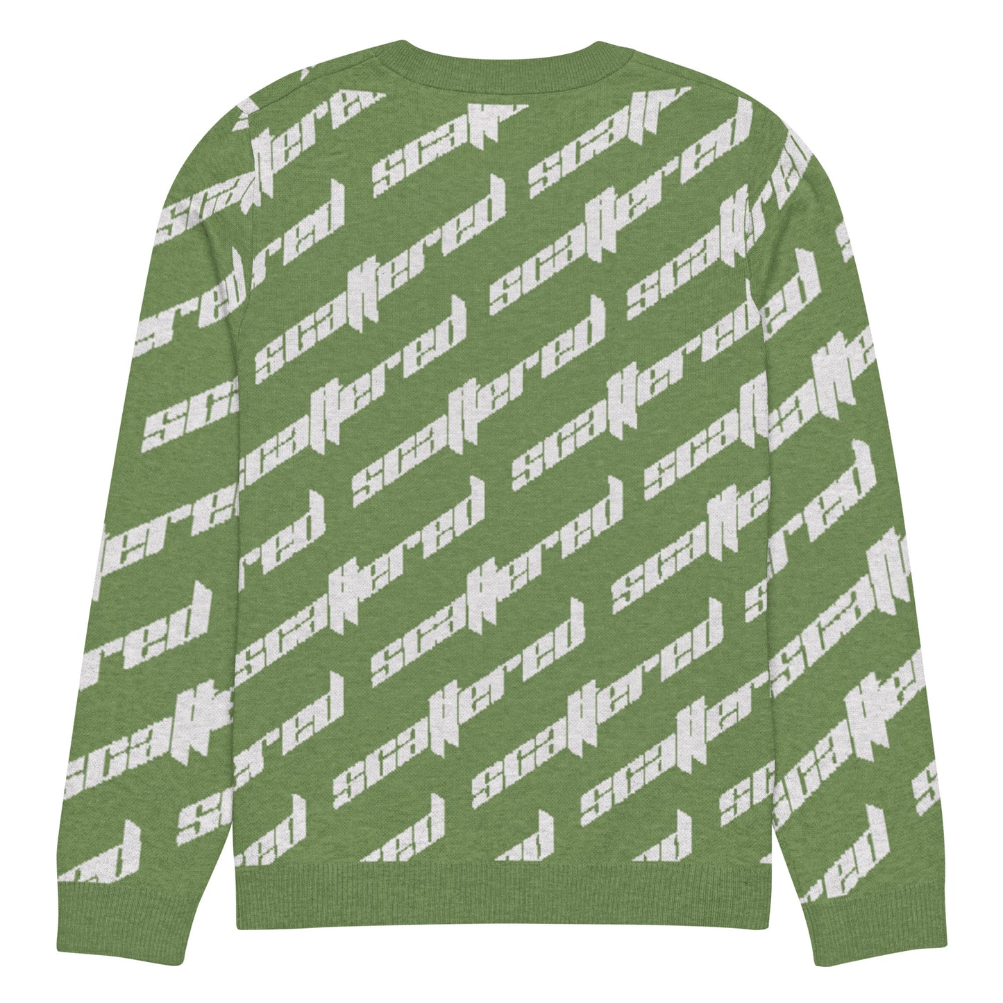 Grass Green Scattered Logo Knitted Crewneck Sweater