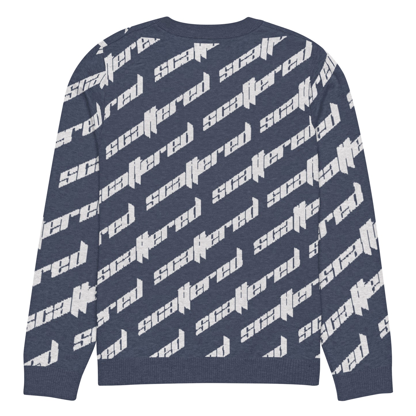 Navy Blue Scattered Logo Knitted Crewneck Sweater