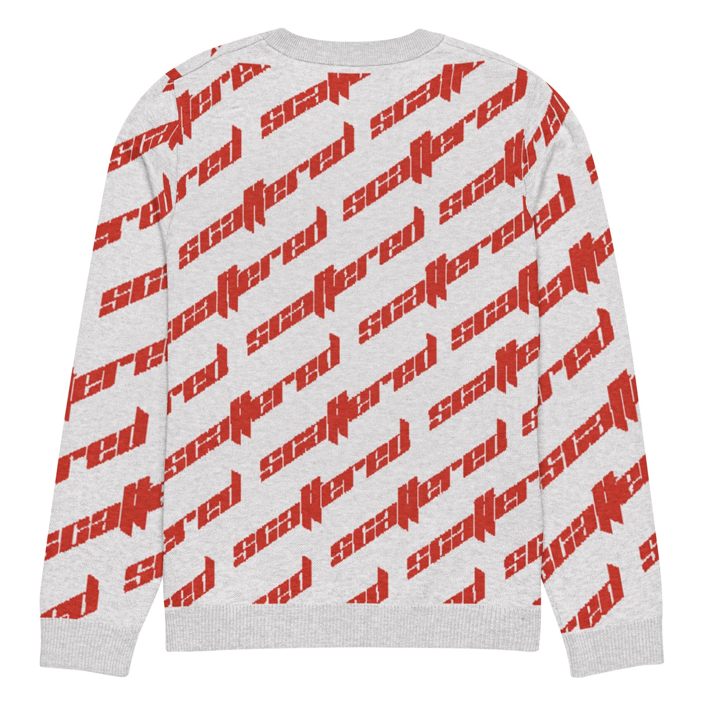 White/Red Scattered Logo Knitted Crewneck Sweater