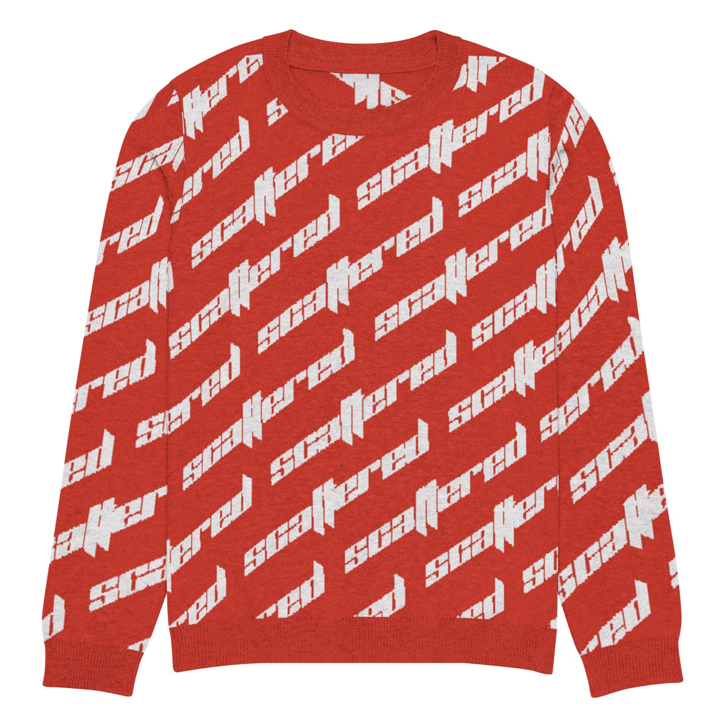 Red Scattered Logo Knitted Crewneck Sweater