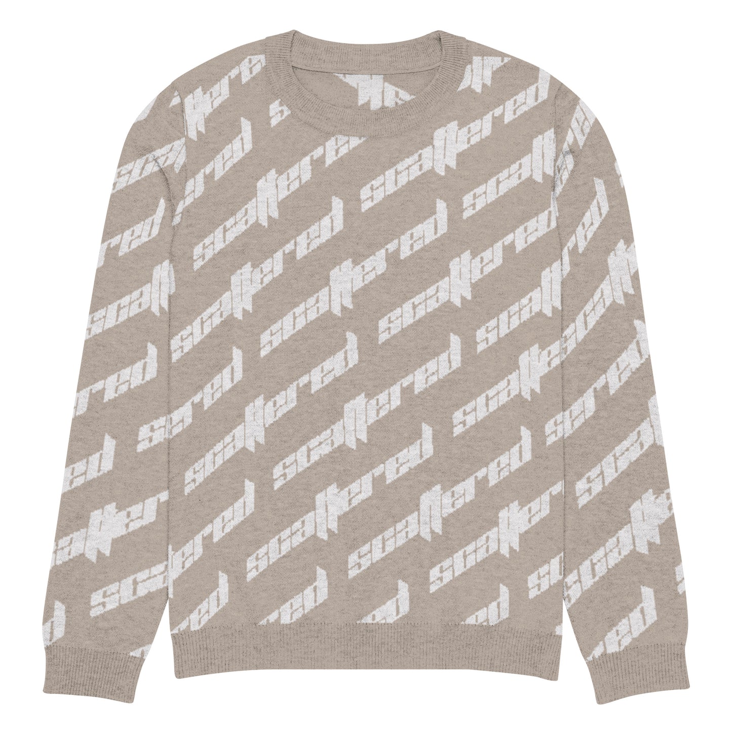 Light Brown Scattered Logo Knitted Crewneck Sweater